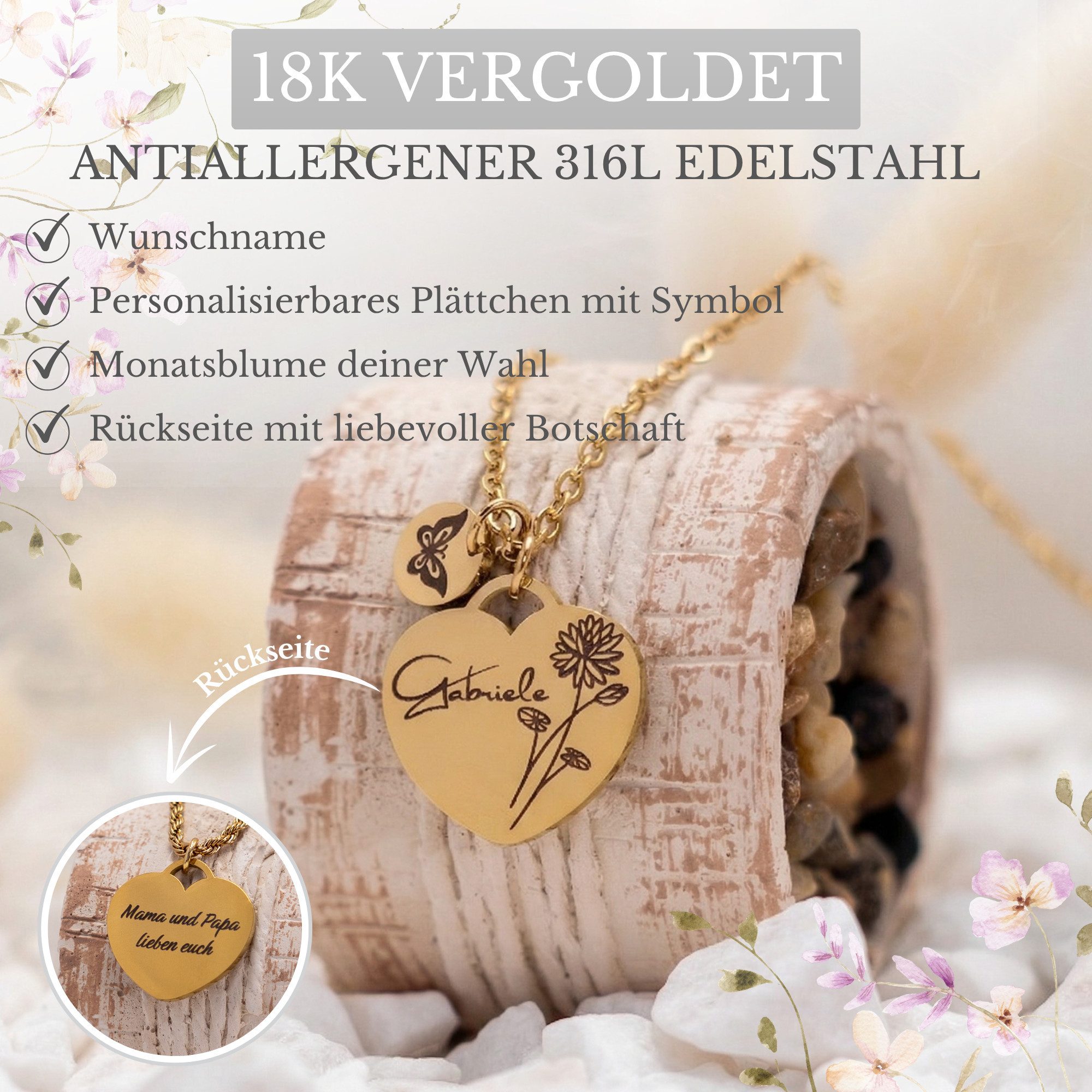 BS Schmuckdesign Kette mit Anhänger mit Gravur Damen Halskette personalisie günstig online kaufen