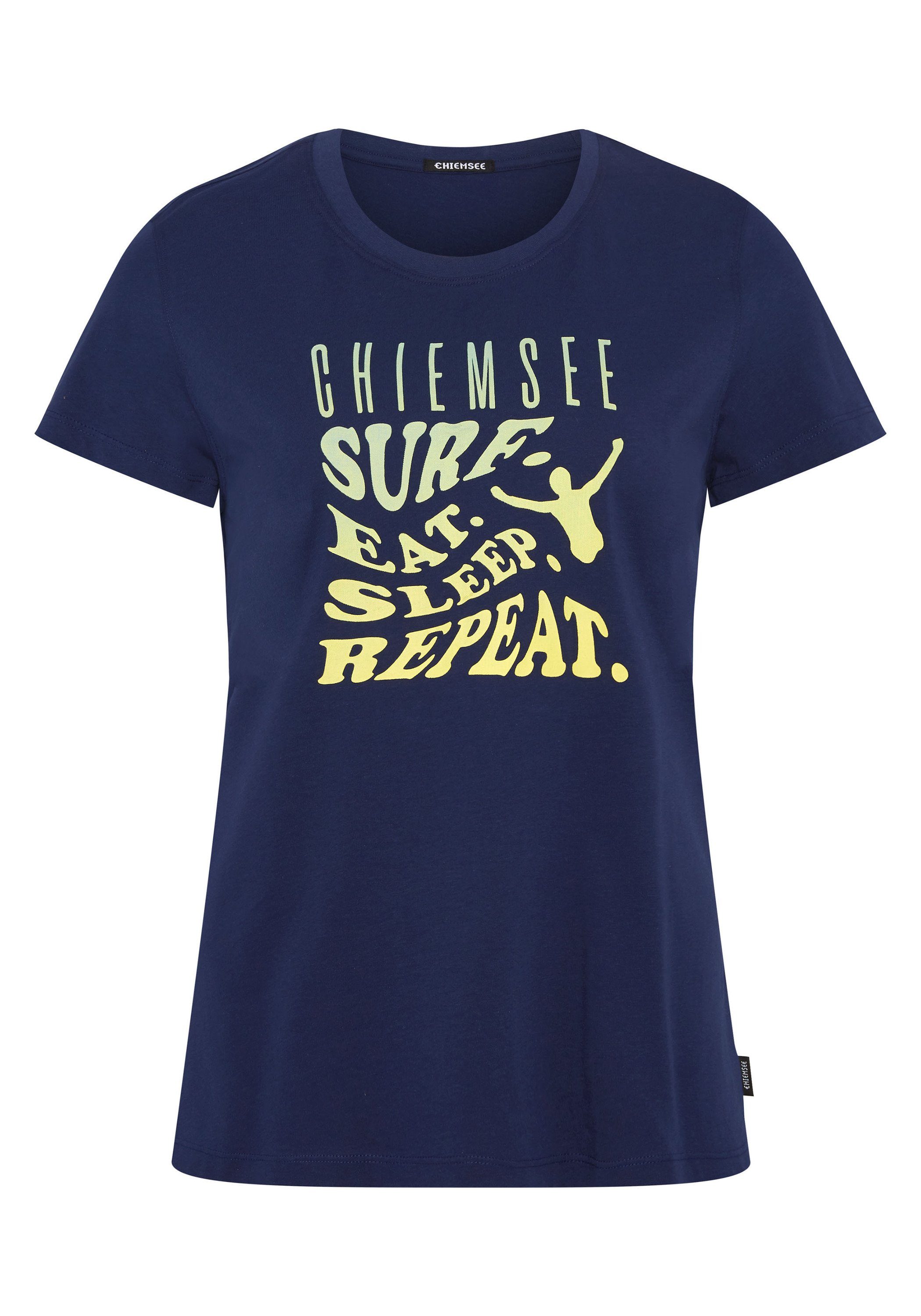 Chiemsee Print-Shirt T-Shirt mit Schriftzug 1 19-3933 Medieval Blue