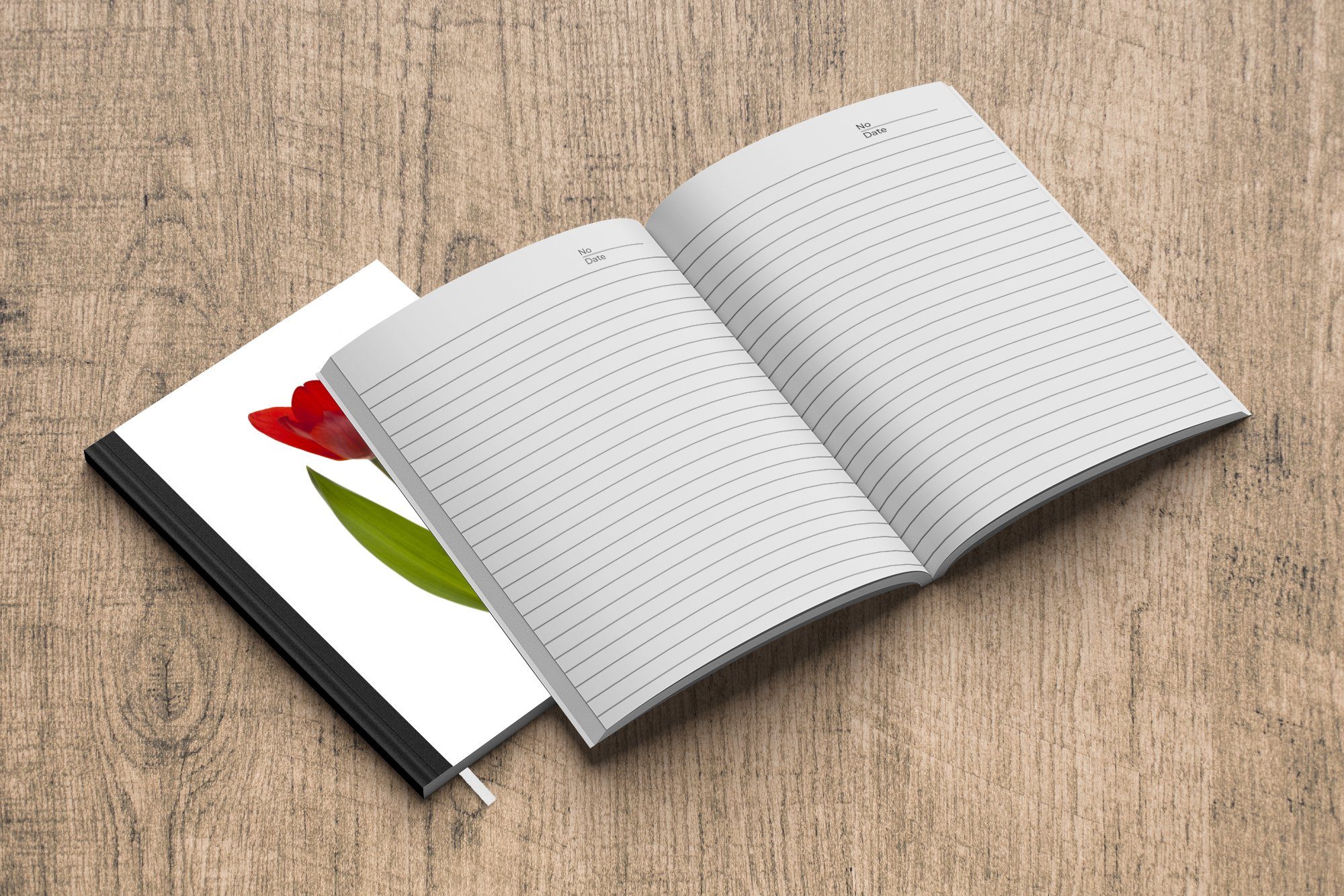 A5, Rote Merkzettel, vor Haushaltsbuch Notizbuch Hintergrund, Tulpe Seiten, 98 MuchoWow Notizheft, weißem Tagebuch, Journal,