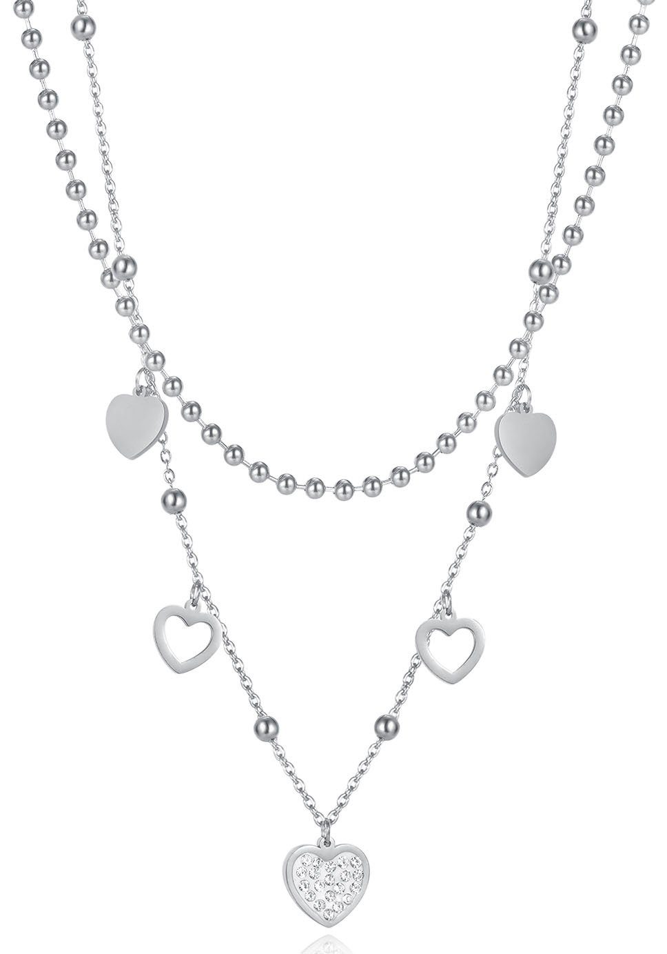 FIRETTI Kette mit Anhänger Schmuck Geschenk, Hearts Charm mit Zirkonia (synth) mehr