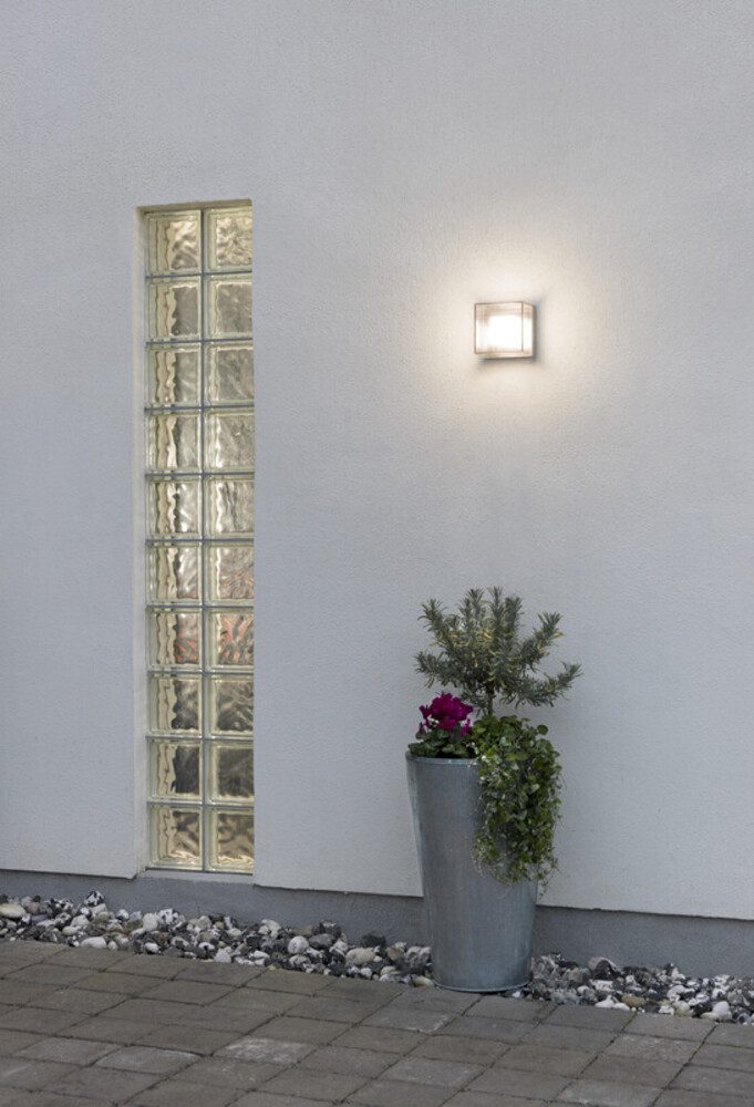 KONSTSMIDE Außen-Wandleuchte Aluminium, warmweiß, 600lm, IP54, wassergeschützt, G, 3000K, L140mm, wassergeschützt, warmweiß