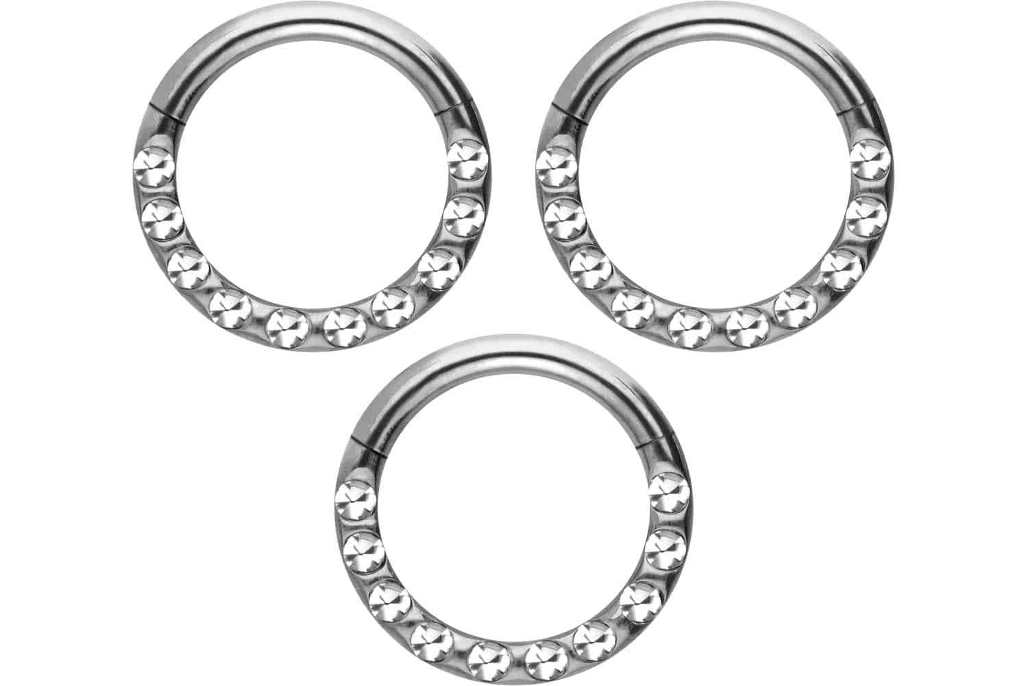 Piercing-Set SET Chirurgenstahl Segmentring Clicker KRISTALLE + EPOXY