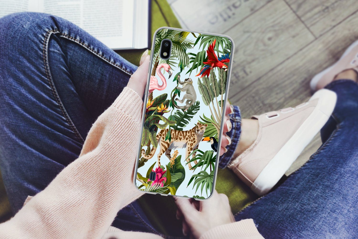 MuchoWow Handyhülle für Samsung Galaxy A10 Dschungel - Tiere - Mädchen - Kinder - Jungen -, Smartphone-Bumper, Print, Handy Schutzhülle Dünn