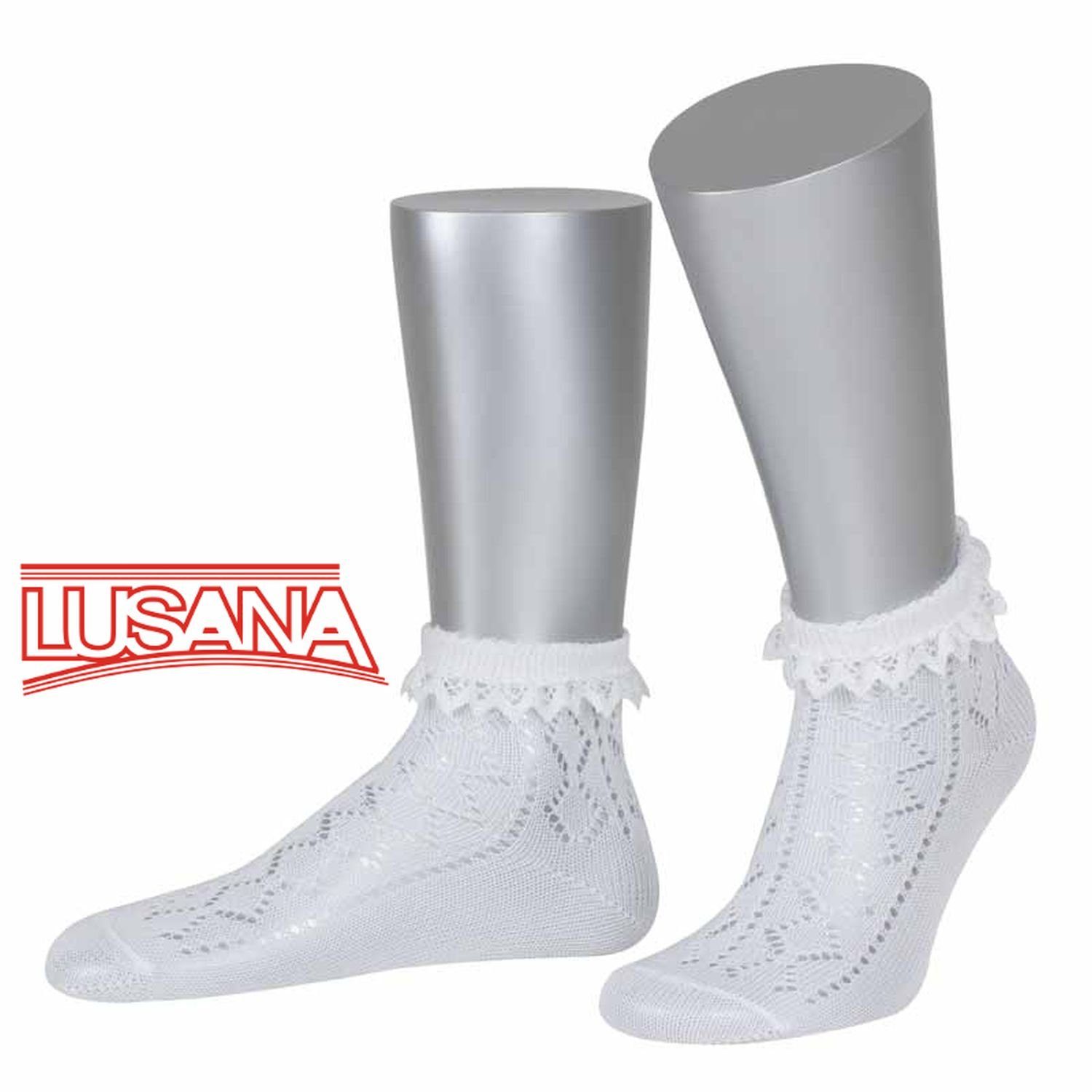 mit Ajoursöckchen Trachtensocken Lusana Spitze