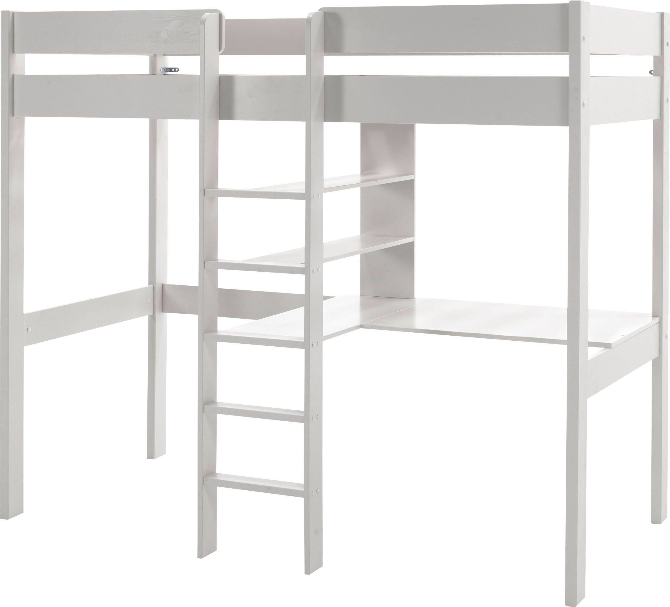 Vipack Hochbett Pino (Made in Europe) mit Schreibplatte und Regal