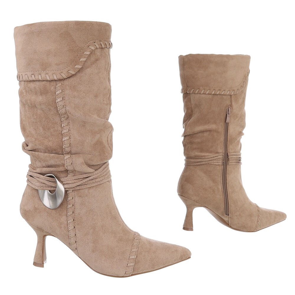 Ital-Design Elegante Stiefel mit spitzer Zehenform und modischen Details Stiefel (90515012) Pfennig-/Stilettoabsatz Stiefel in Hellbraun – Bild 4 von 5