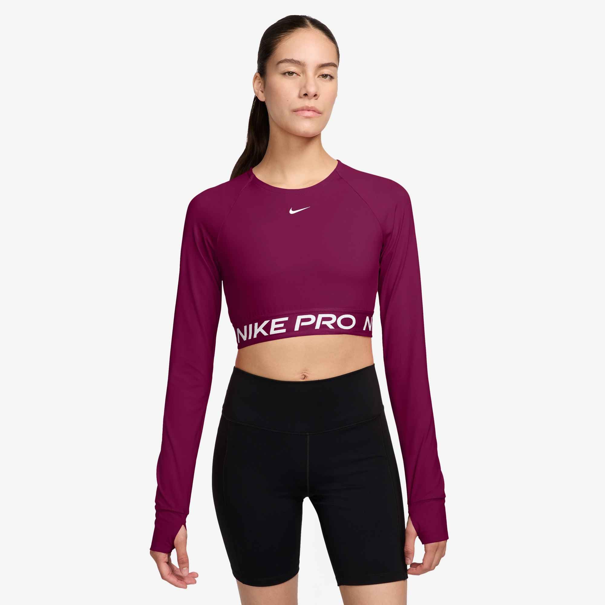 Nike Funktionsshirt NIKE PRO DF 365 CROP LS Rundhalsausschnitt, Kurzarm, leichtes, geschmeidiges Material