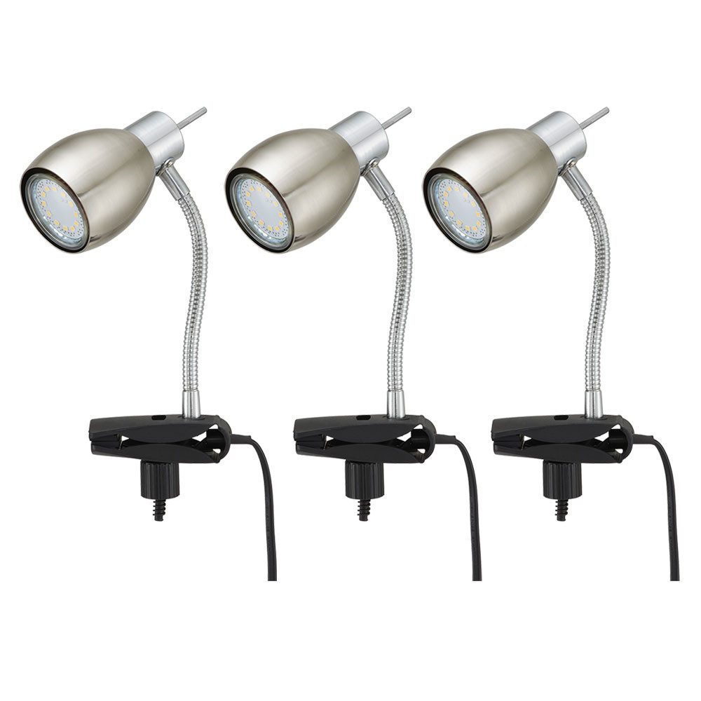 etc-shop LED Klemmleuchte, Leuchtmittel inklusive, Warmweiß, Klemmlampe nickel matt Klemmleuchte Klemmlampe