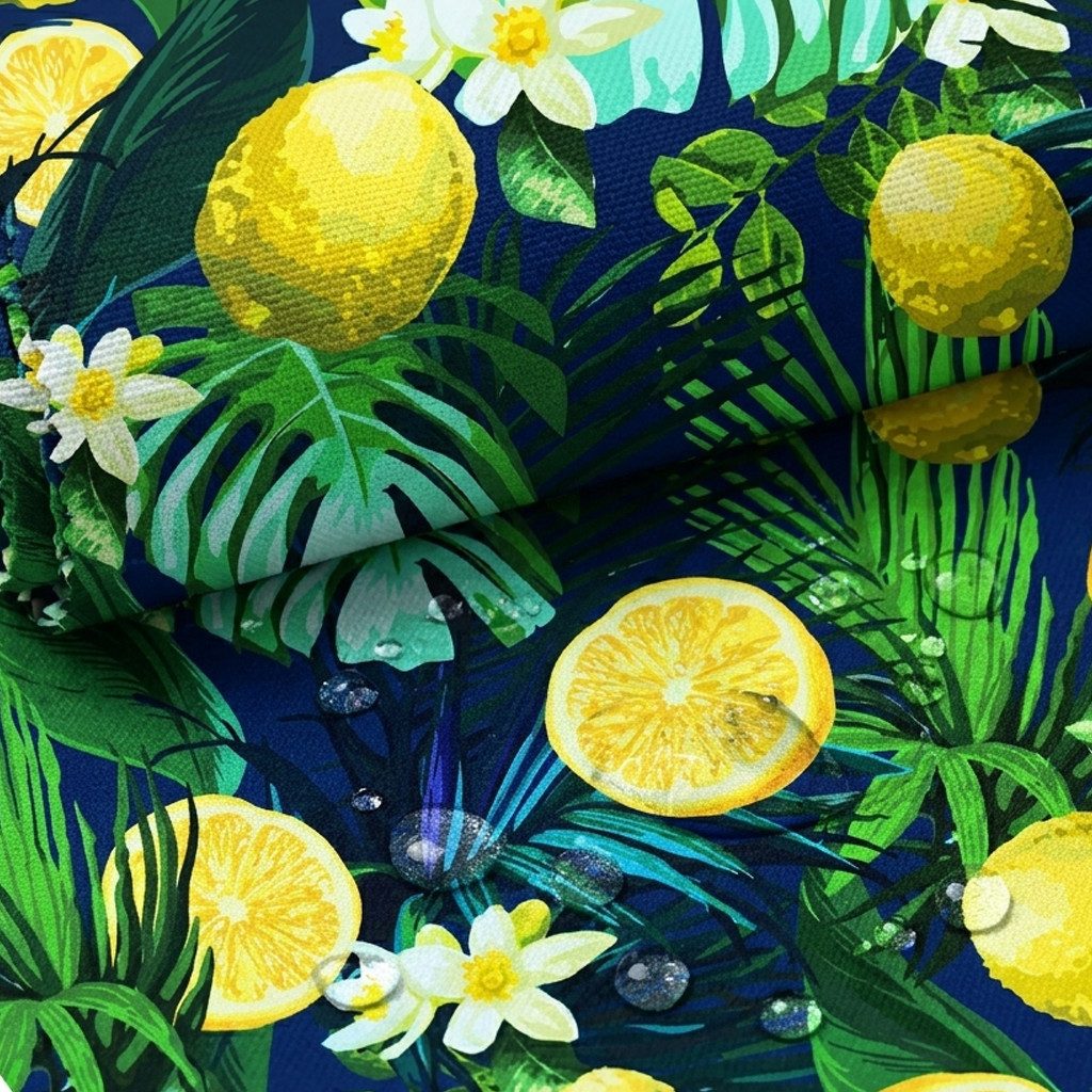 novely® Stoff OXFORD 210D D215 Lemon Night Printstoff Outdoor, Wasserabweisend, Outdoor, Meterware, 1lfm
