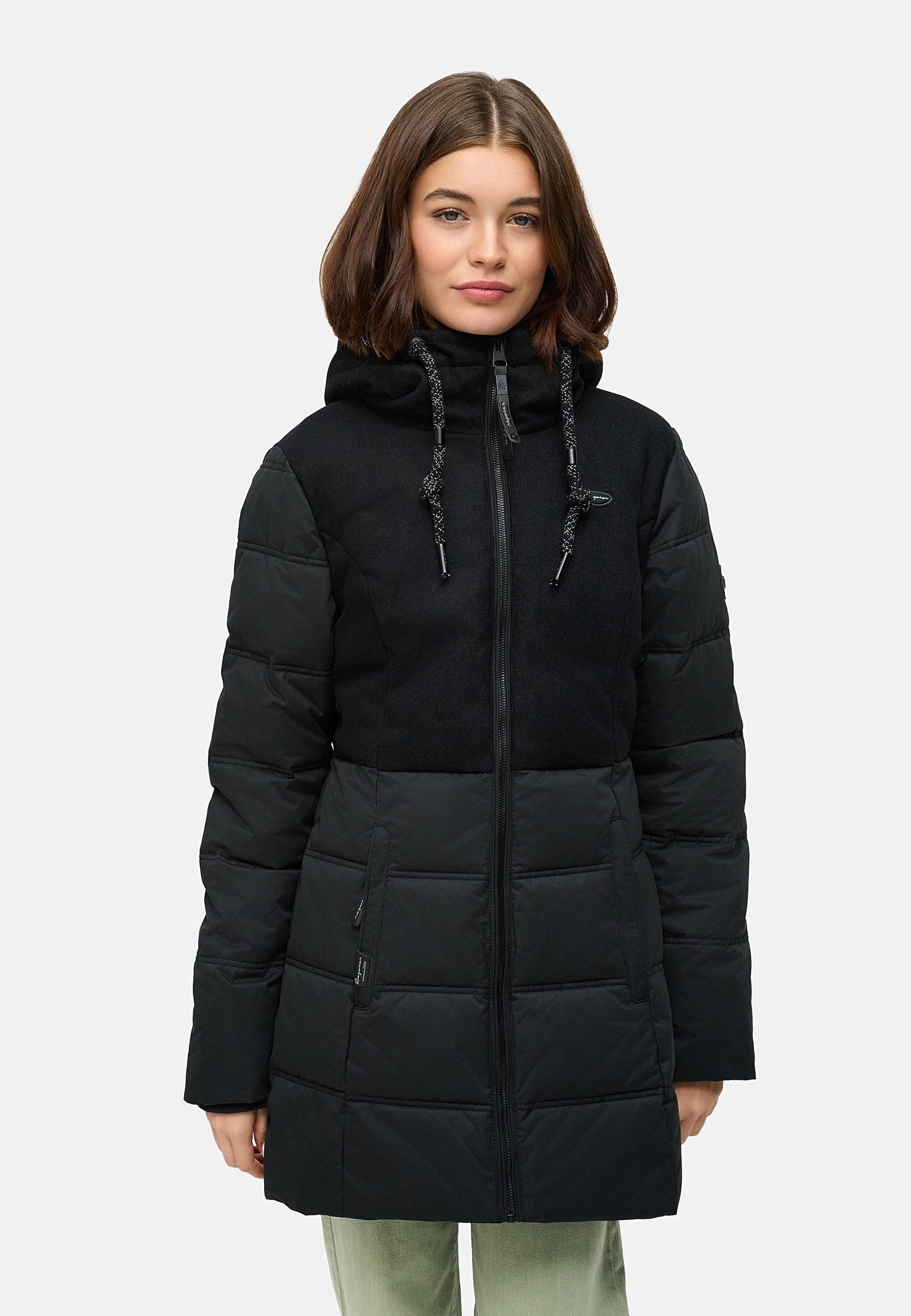 Ragwear Winterjacke Ashani Block Intl. stylischer Winterparka mit gefütterter Kapuze