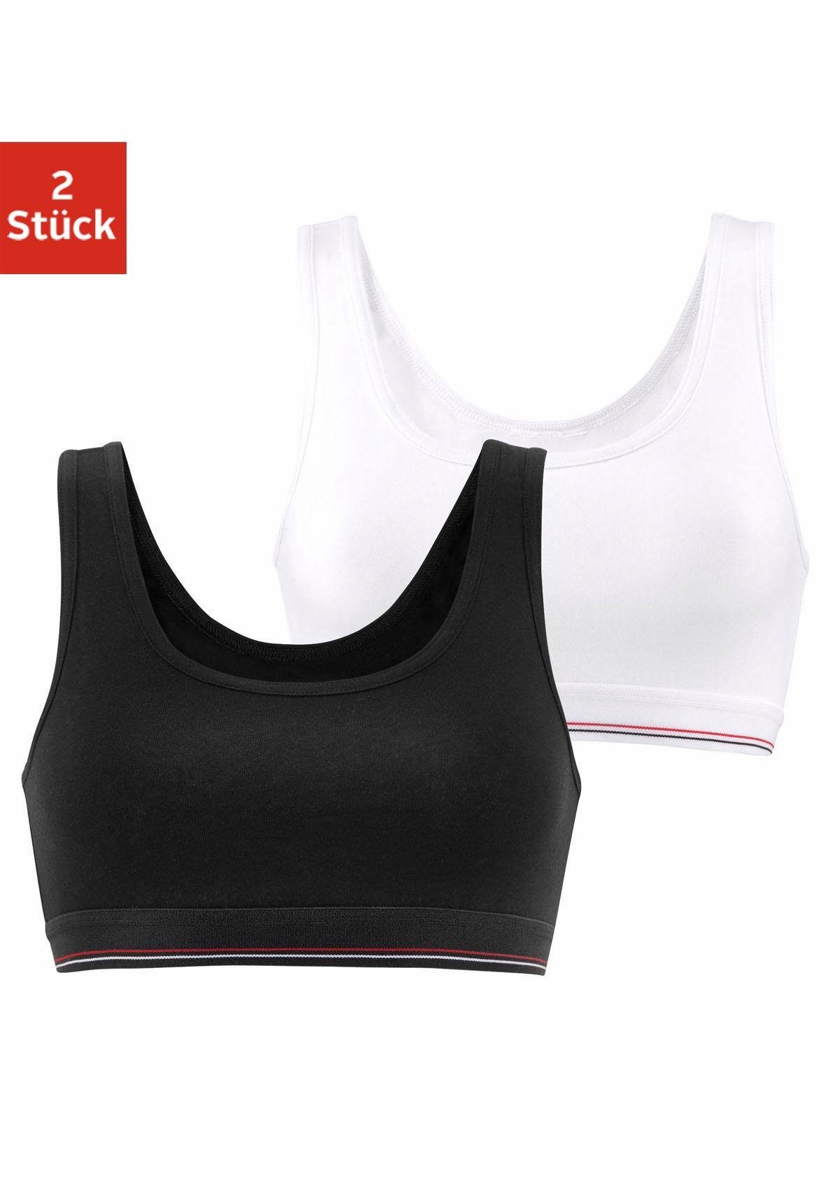 H.I.S Bustier (Packung, 2 Baumwoll-Qualität elastischer aus schwarz, Stück) weiß