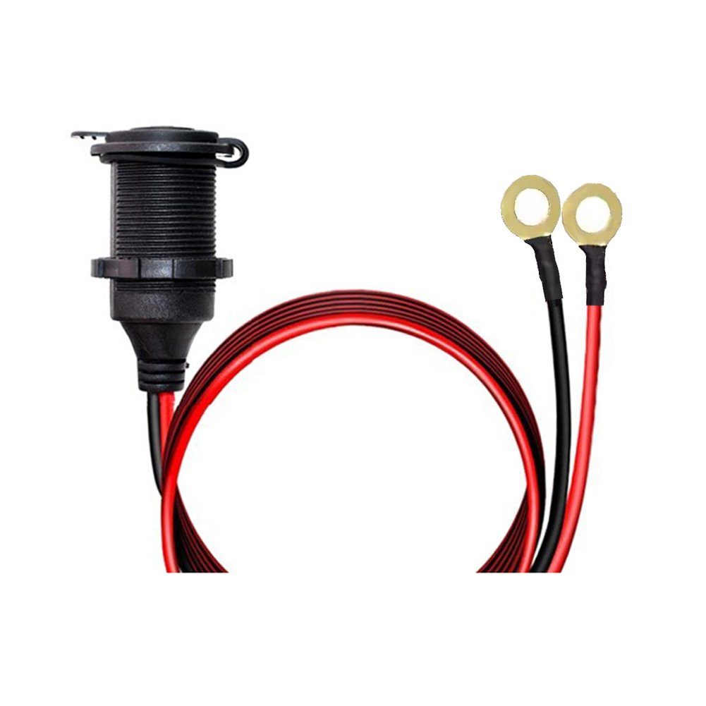 Bolwins M58C KFZ Zigarettenanzünder Steckdose wasserdicht 1m Kabel Sicherung Netzkabel, offenes Kabelende (Anschlusskabel für 12V/24V Bordnetz), Zigarettenanzünder-Buchse (12V/24V) (100 cm), wasserdicht, staubdicht, Marinequalität