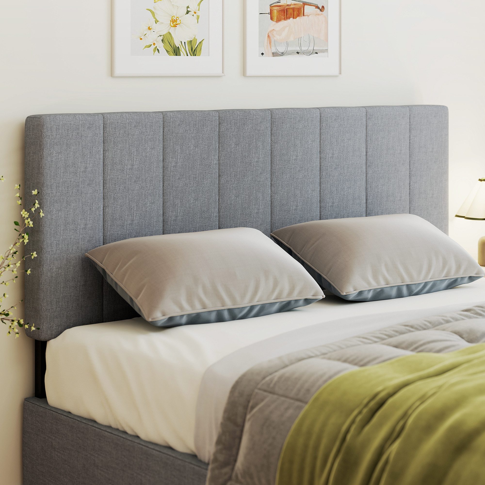 HOMCOM Kopfteil 3-fach höhenverstellbar Bettkopfteil mit Metallbeinen gesteppt, (Bettkopfteil, 1 St., Polsterkopfteil für Bett), für Schlafzimmer, Grau