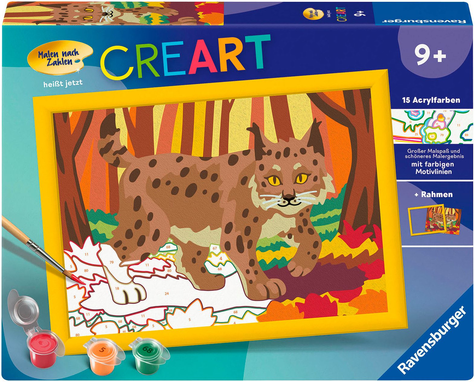 Ravensburger Раскрась по номерам CreArt, Luchs im Herbstwald, Made in Europe