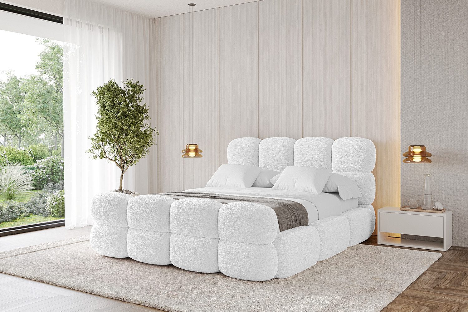 ALTDECOR Polsterbett NOMA-Z (Polsterbett mit Bettkasten und Lattenrost, Boxbett ohne Matratze), Doppelbett mit Stauraum, Bett mit Kopfteil