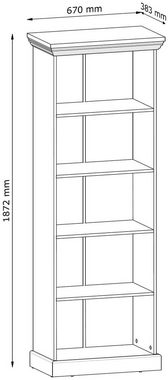 Feldmann-Wohnen Bücherregal Royal, 1-tlg., 67cm Pinie skandinavisch weiß Wildeiche Landhaus-Stil