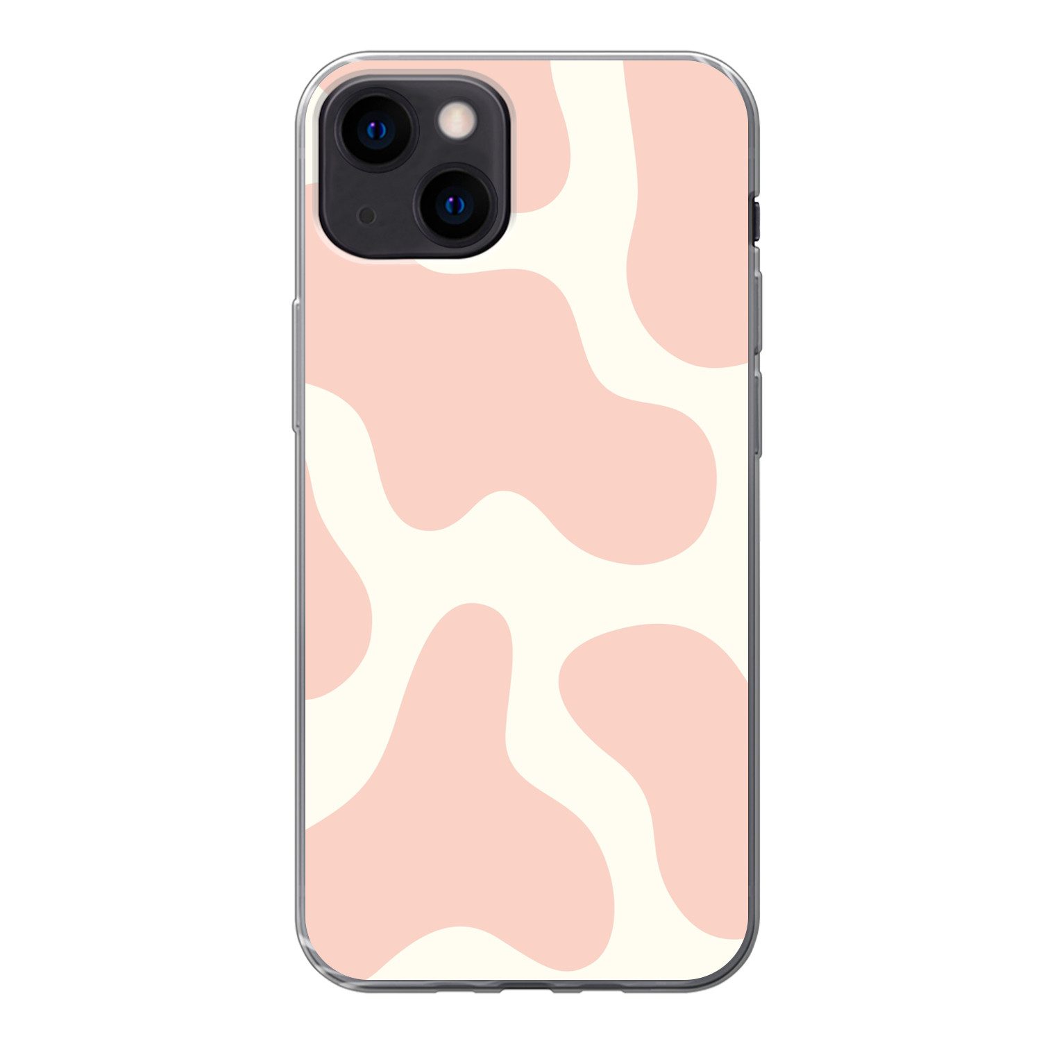 MuchoWow Handyhülle für Apple iPhone 13 Flecken - Weiß - Rosa - Muster - Minimalistisch, Smartphone-Bumper, Print, Handy Schutzhülle Dünn
