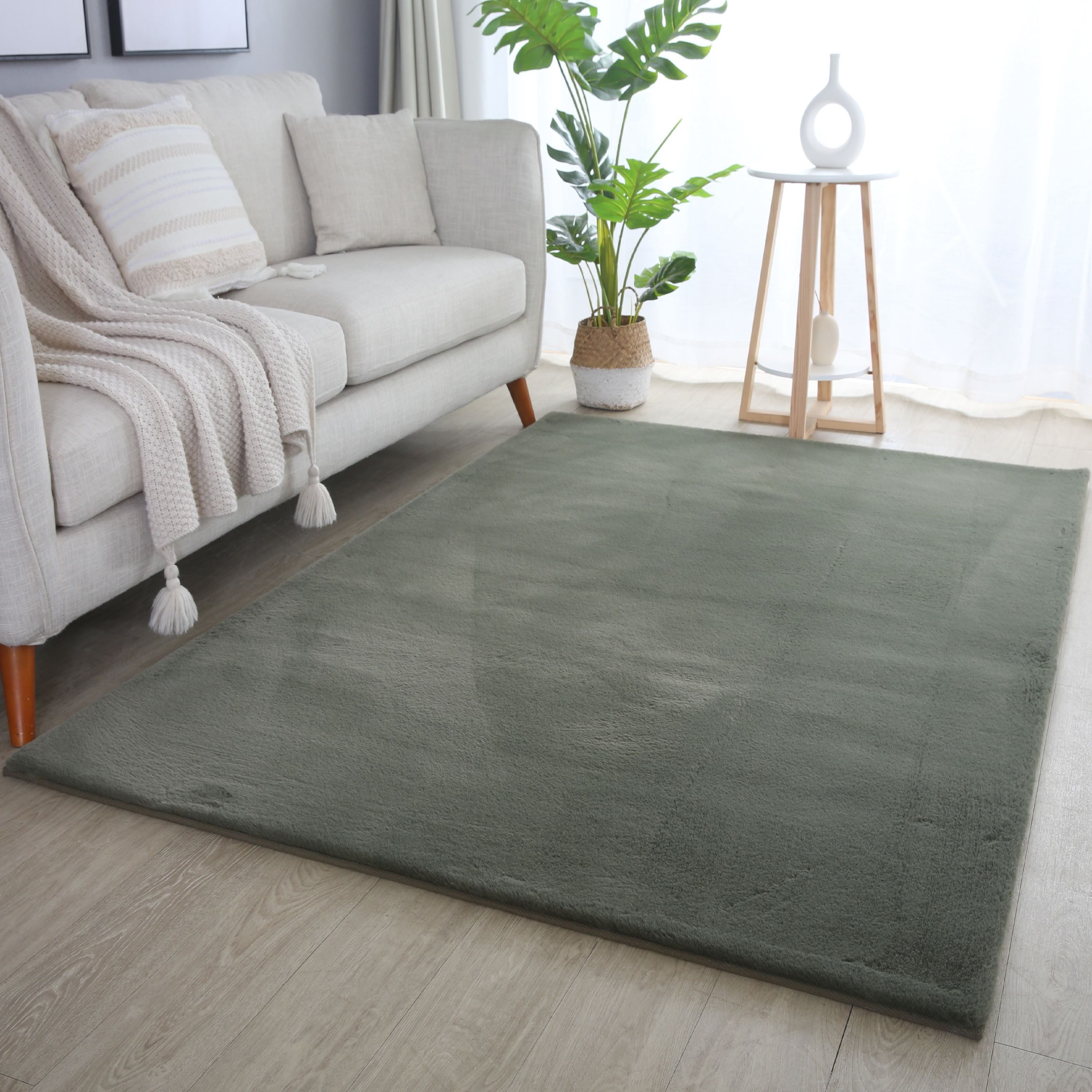 SIMPEX24 Teppich Unicolor - Einfarbig, Läufer, Höhe: 20 mm, Teppich Wohnzimmer Einfarbig Shaggy Modern Flauschiger Felloptik Weich
