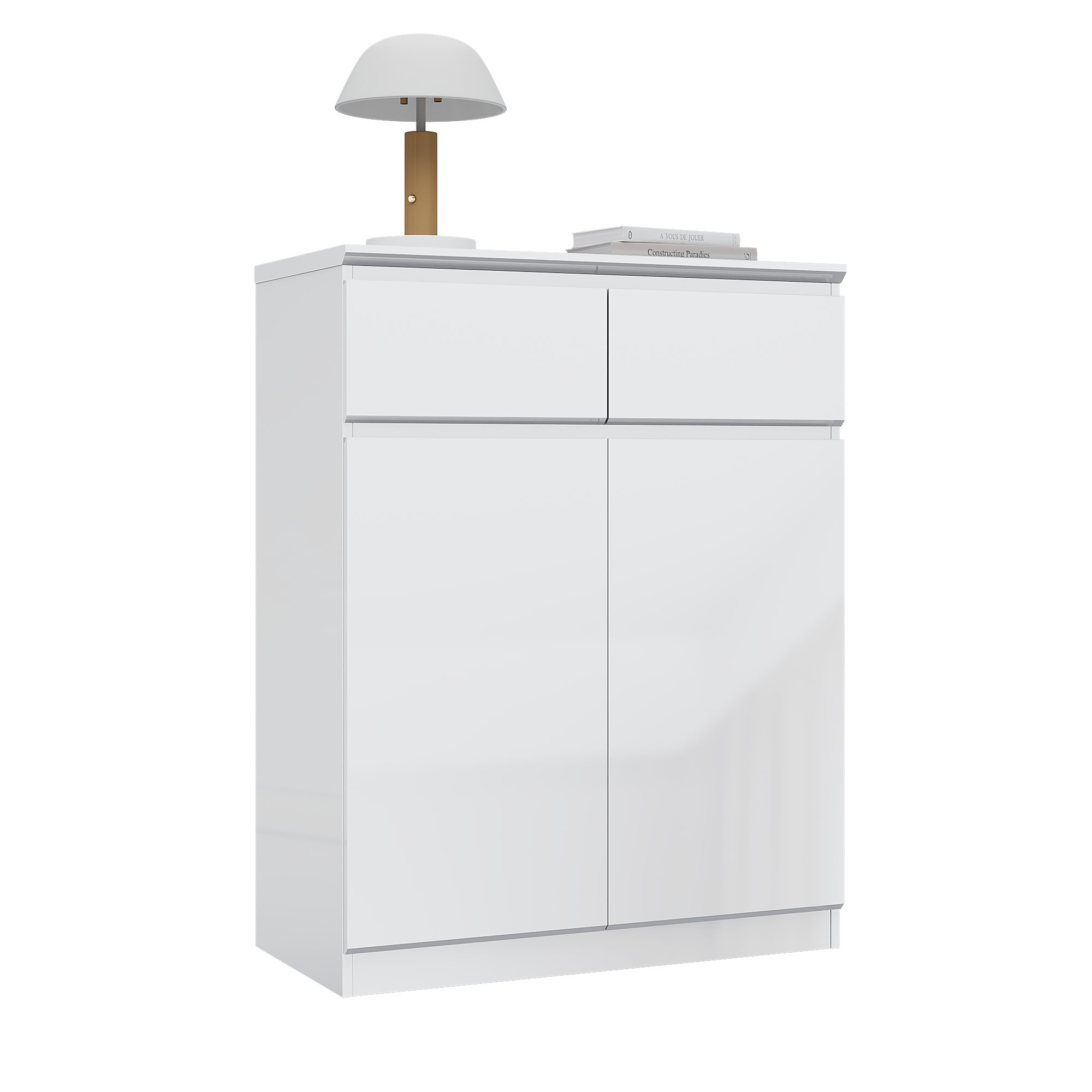 FUFU&GAGA Kommode Weiß PET Hochglanz Serie, 80-180 cm breit, Kommode Modern