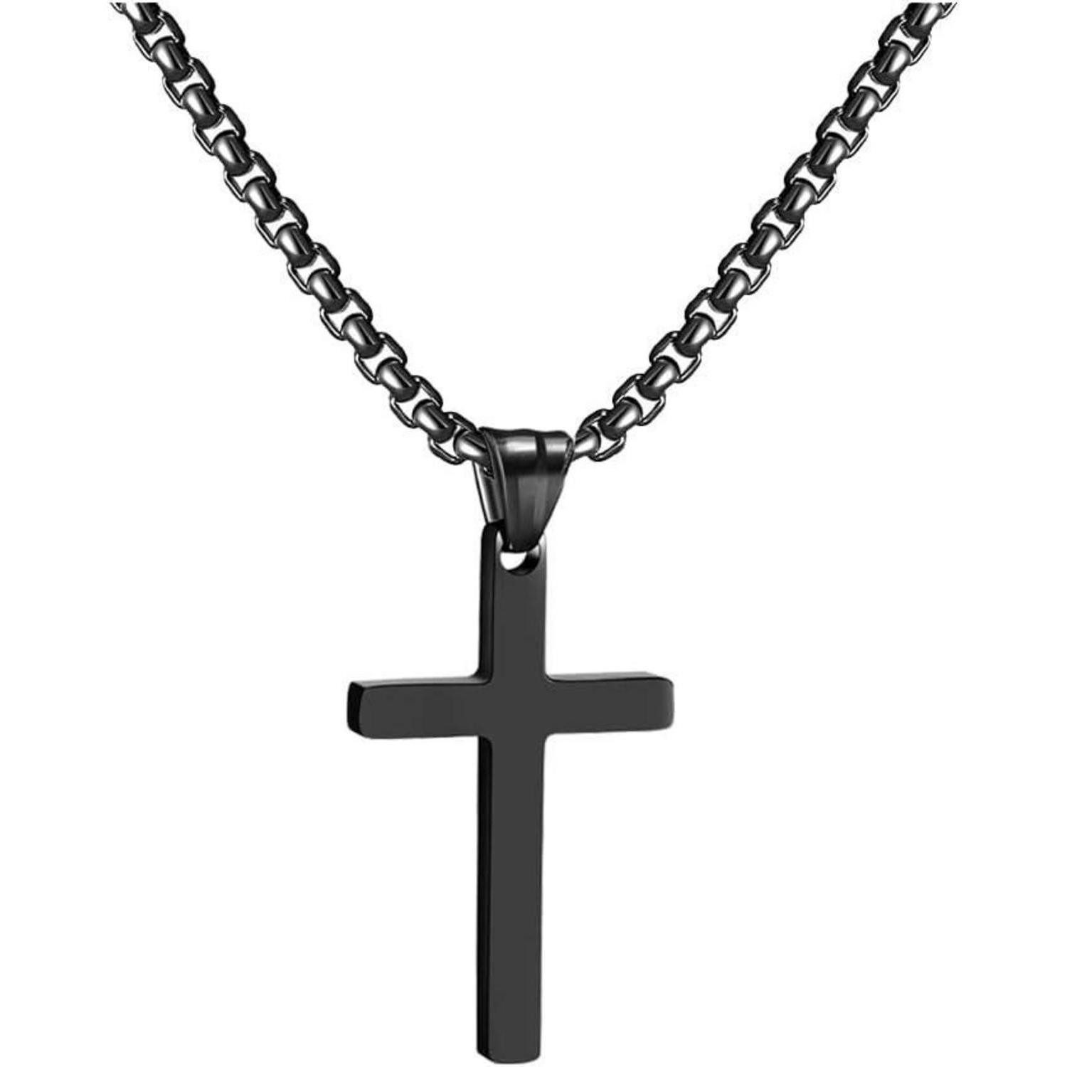 LuxusKollektion Kreuzkette Kreuzkette Herren Silber Gold Schwarz Edelstahl Anhänger Halskette