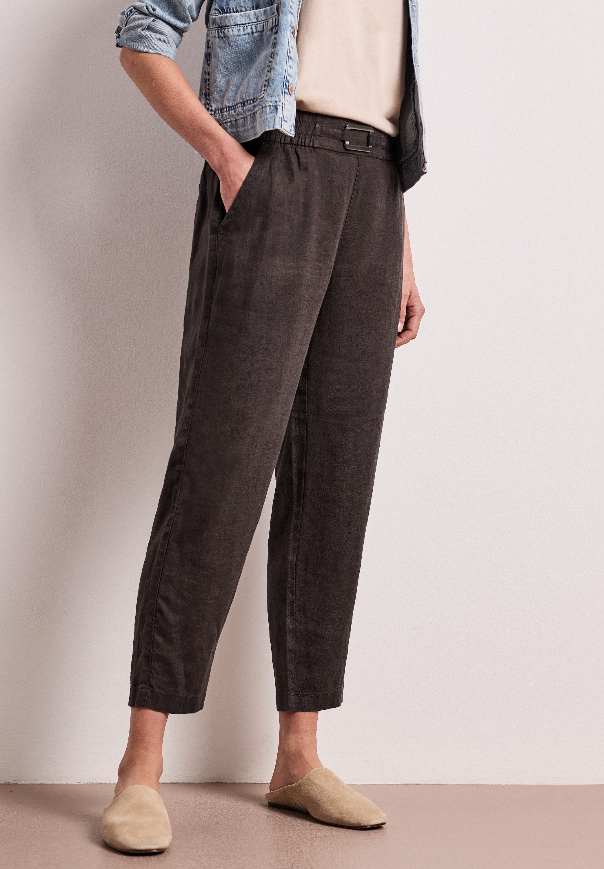 STREET ONE Leinenhose Style Bonny Slim Leg Hose aus Leinen mit Schnalle günstig online kaufen