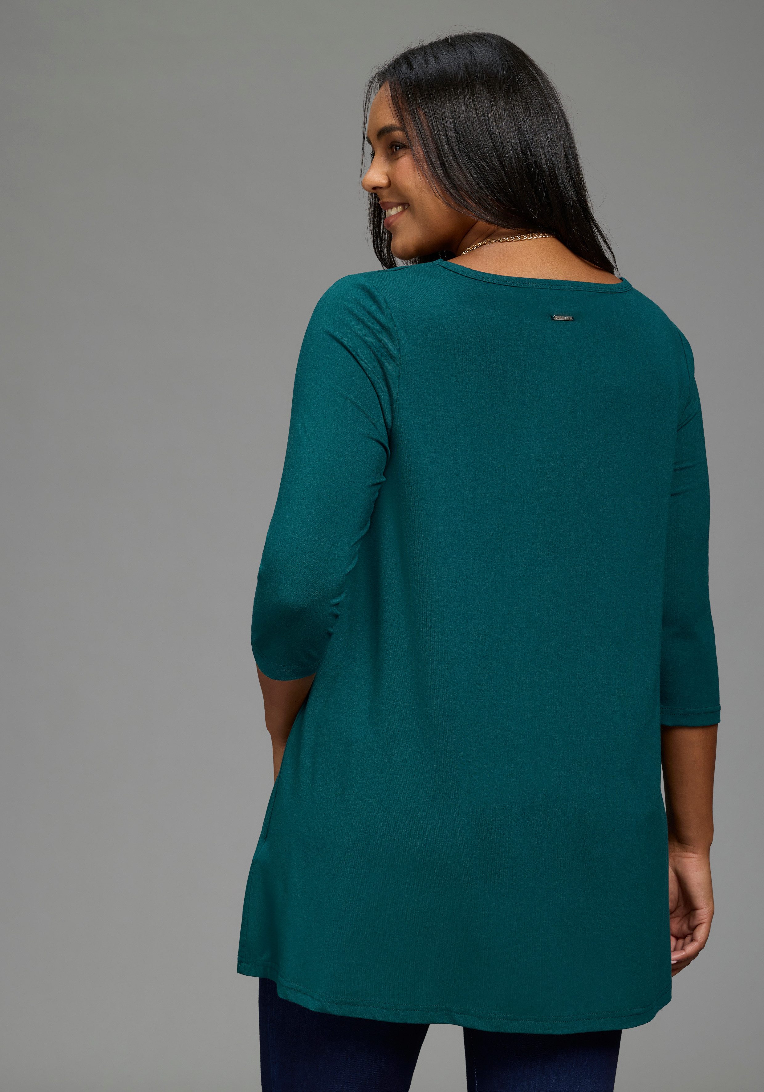 Laura Scott CURVE Tunikashirt Große Größen in A-Linie, mit 3/4-Ärmeln, po-bedeckende Länge – Bild 2 von 5