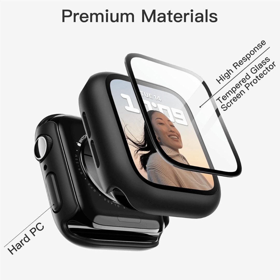 SmartUP Smartwatch-Hülle 2X Hülle für Apple Watch 11 42mm 46mm Case Cover Schutzglas Display 9H Für Apple Watch Serie 11, kompletter Rundumschutz