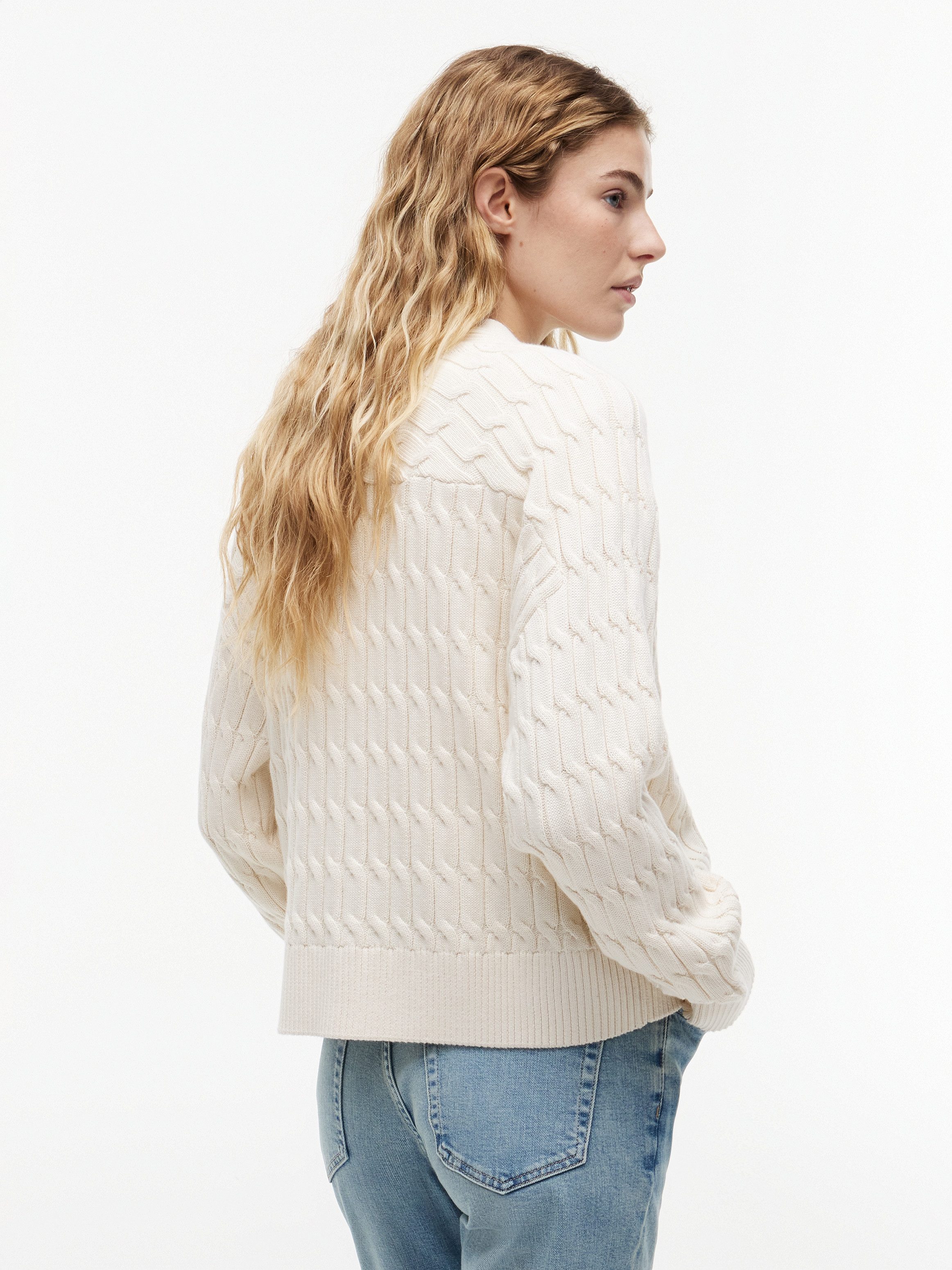 Tommy Hilfiger Strickjacke MID GG CABLE V-NK LS CARDI Baumwolle, mit Zopfstrickmuster