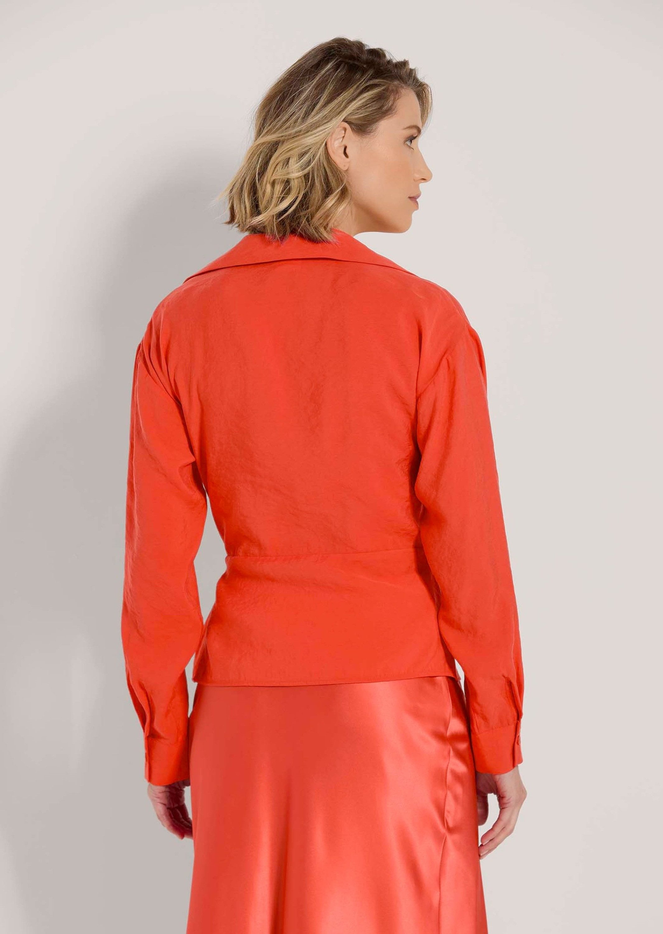 MADELEINE Langarmbluse Wickelbluse mit Schößchen