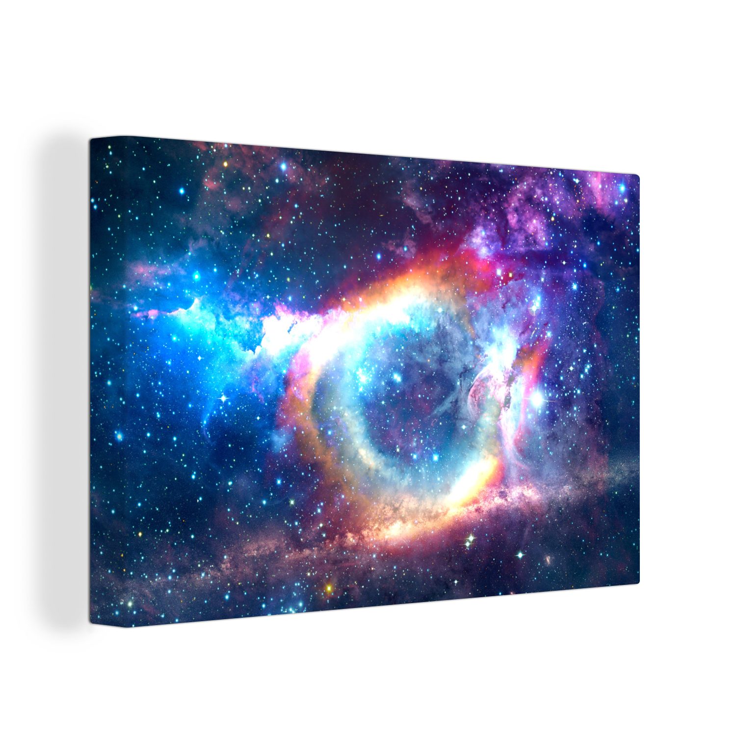 OneMillionCanvasses® Wanddeko, cm - 30x20 Sterne, Leinwandbild - Wandbild St), (1 Weltraum Regenbogen Aufhängefertig, Leinwandbilder,