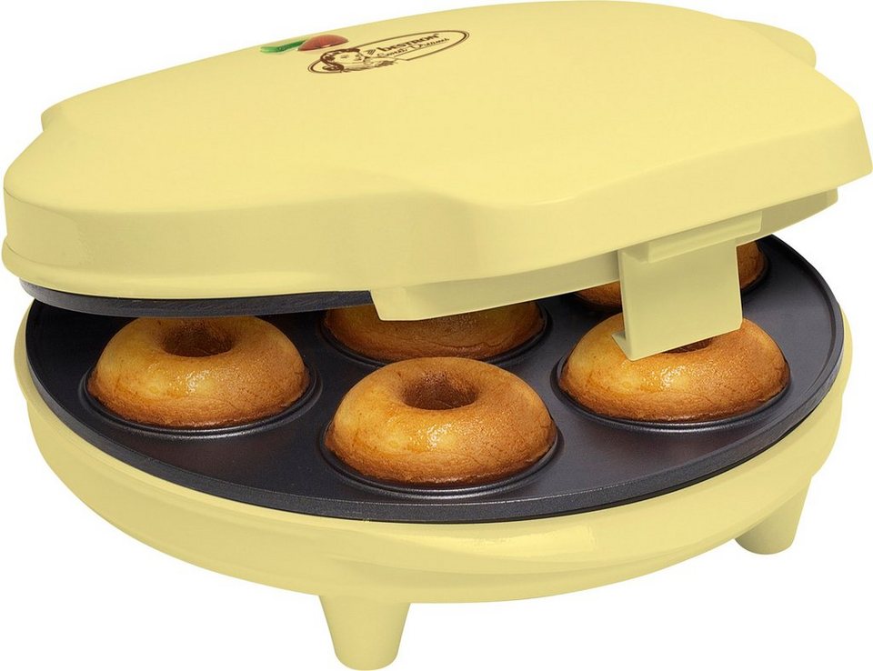 bestron Donut-Maker ADM218SD Sweet Dreams, 700 W, im Retro Design,  Antihaftbeschichtung, Gelb