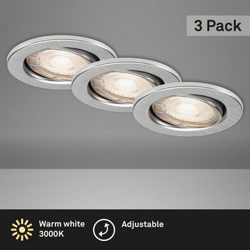 Briloner Leuchten LED Einbauleuchte 7147-039, LED wechselbar, Warmweiß, Einbauleuchte 3er SET schwenkbar IP23 Ø 8,6cm