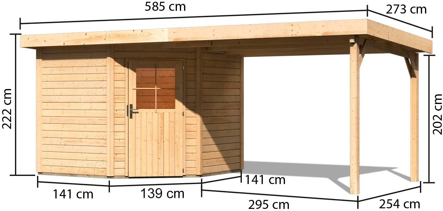 Neusee Anbaudach, 582x273 naturbelassen natur KONIFERA BxT: mit terragrau 2, Gartenhaus cm, o.