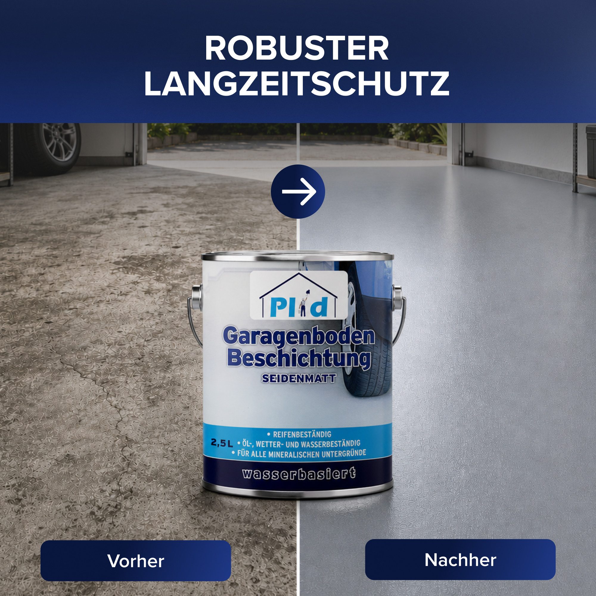 plid Bodenversiegelung Garagenbodenbeschichtung Bodenbeschichtung Bodenfarbe, Öl und Dieselbeständig, hochdeckend