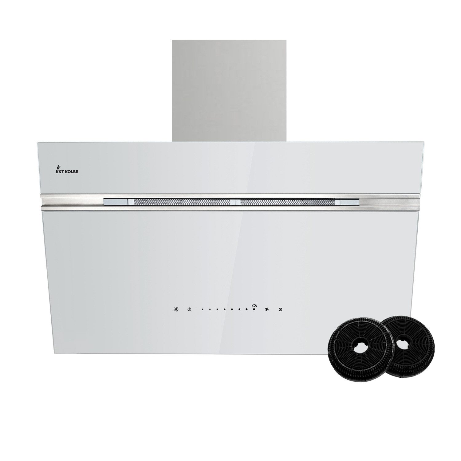 KKT KOLBE Wandhaube Dunstabzugshaube 80cm AURORA8005WED RGBW Ambientebeleuchtung Kopffreihaube / Umluft / Abluft / Smart WiFi-App / Weiß / Glas