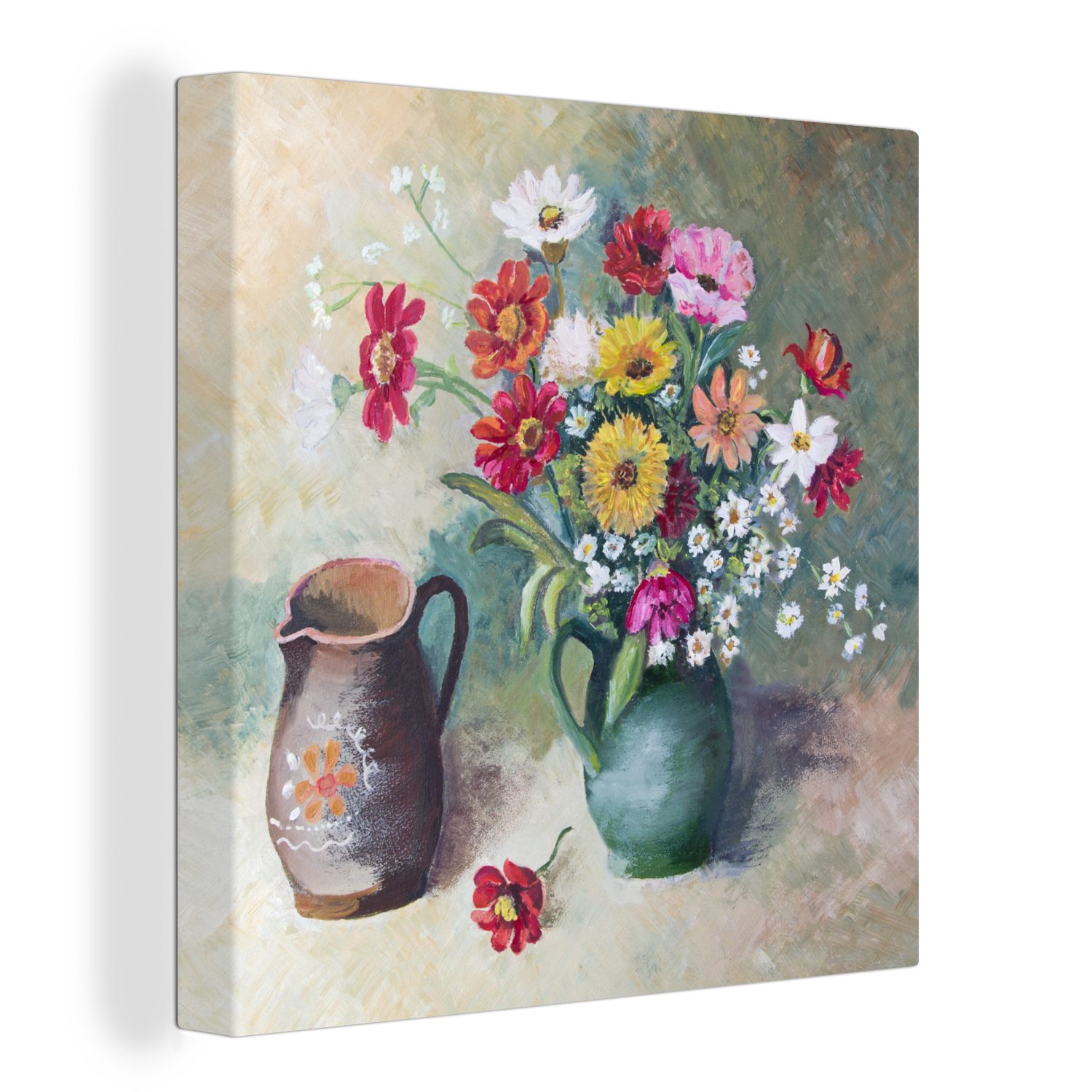 OneMillionCanvasses® Leinwandbild Blumen - Bunt - Farbe, (1 St), Leinwand Bilder für Wohnzimmer Schlafzimmer
