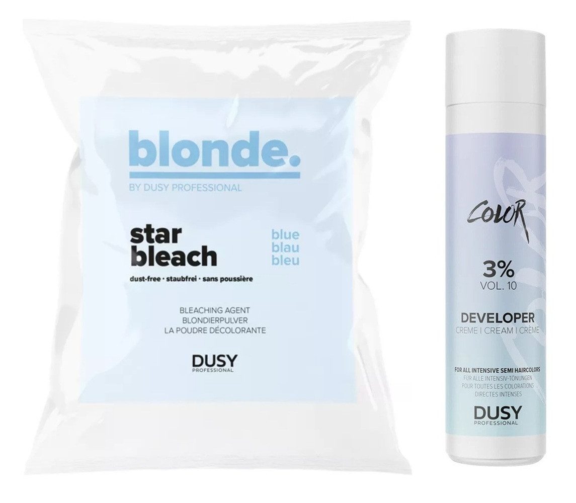 Dusy Professional Blondierpulver Dusy Star Bleach Blondierpulver 100g + Creme Developer 250ml (3), Spar-Set