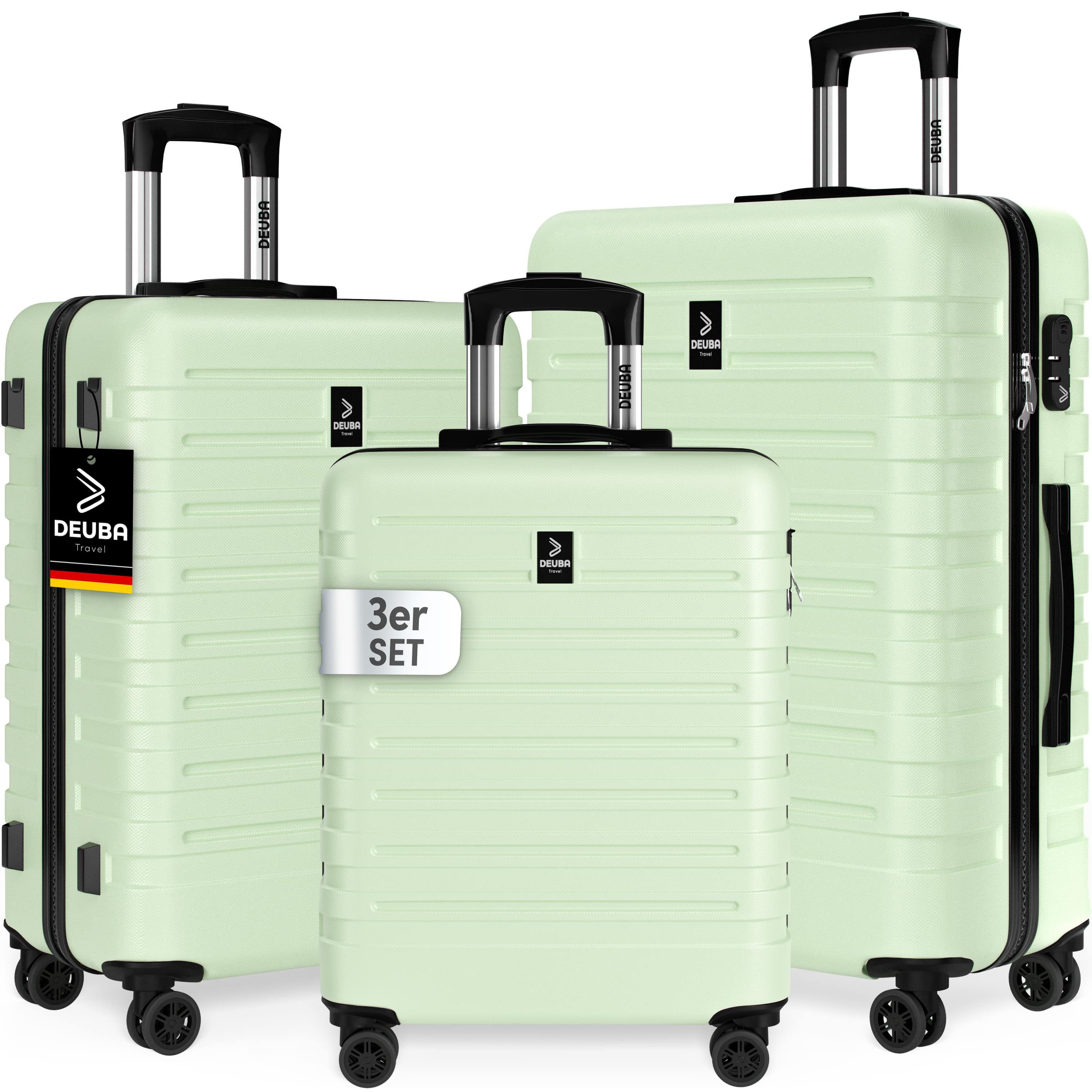 Deuba Kofferset, Handgepäck Koffer 55x40x20 Sicherer Stauraum Kreuzgurt PVC Reisekoffer