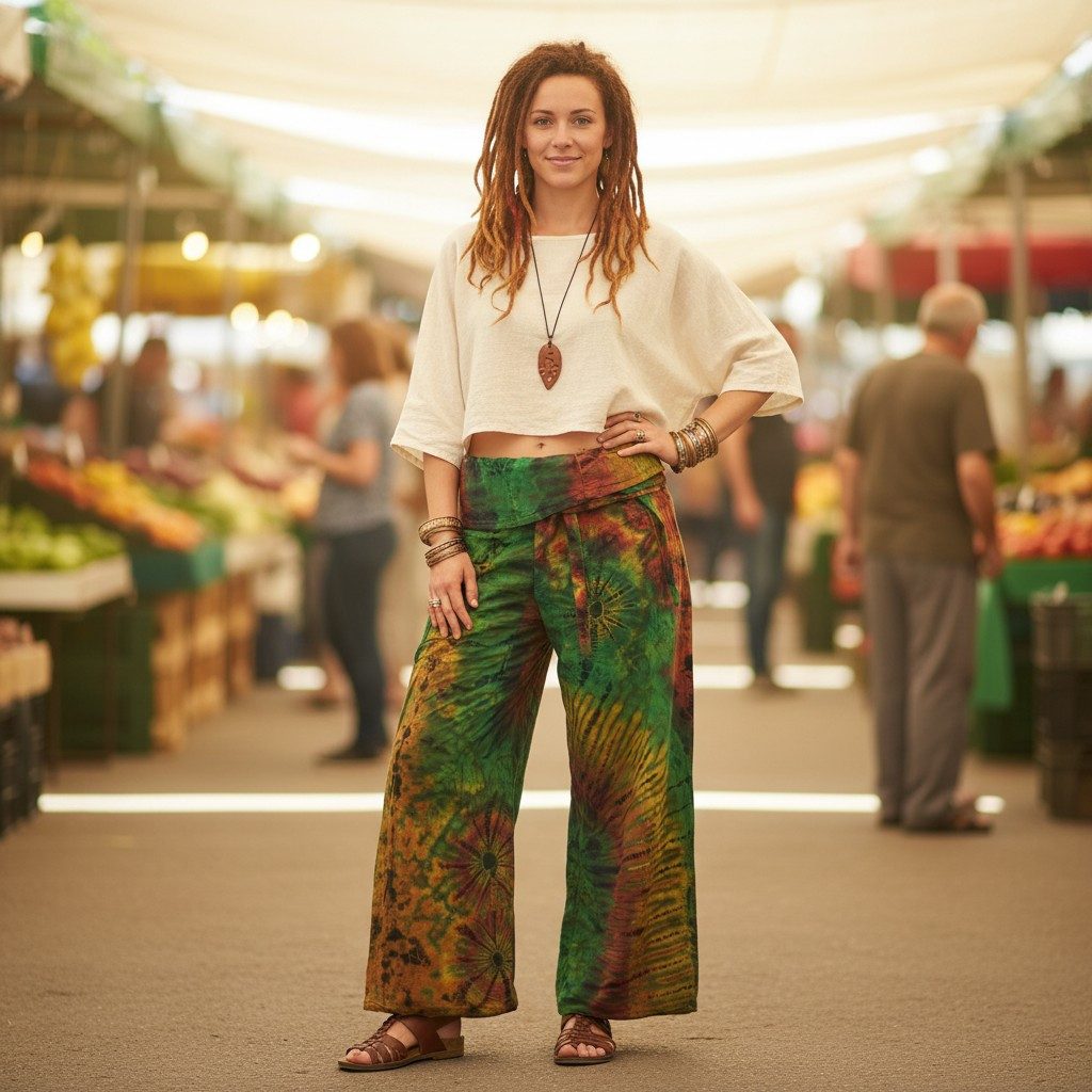 Guru-Shop Relaxhose Batik Thai Fischerhose aus Baumwolle,.. Ethno Style, alternative Bekleidung
