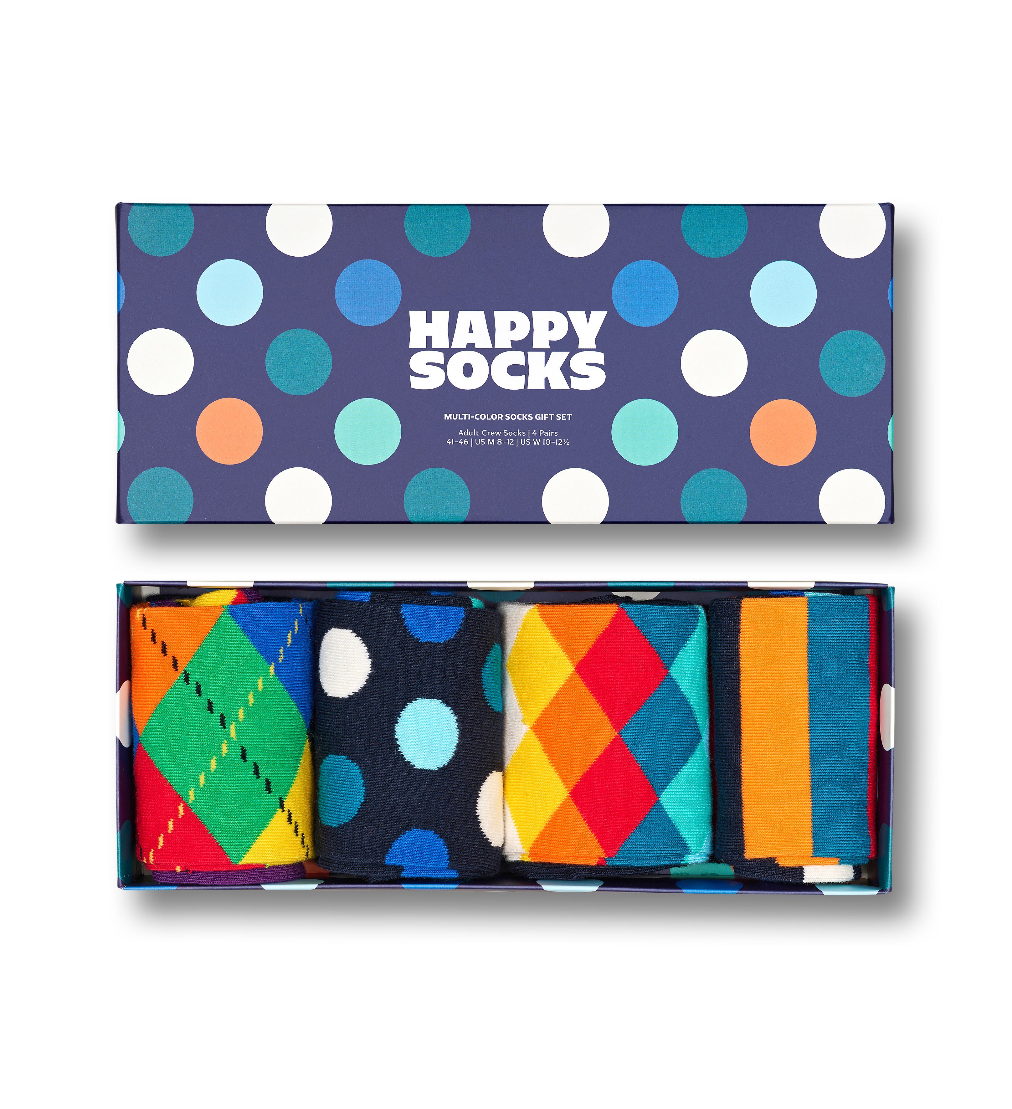 Gift im (Packung, Socken Navy 4er Pack 4-Paar) Socken Set Happy Multi-Color Socks Socks Bunte