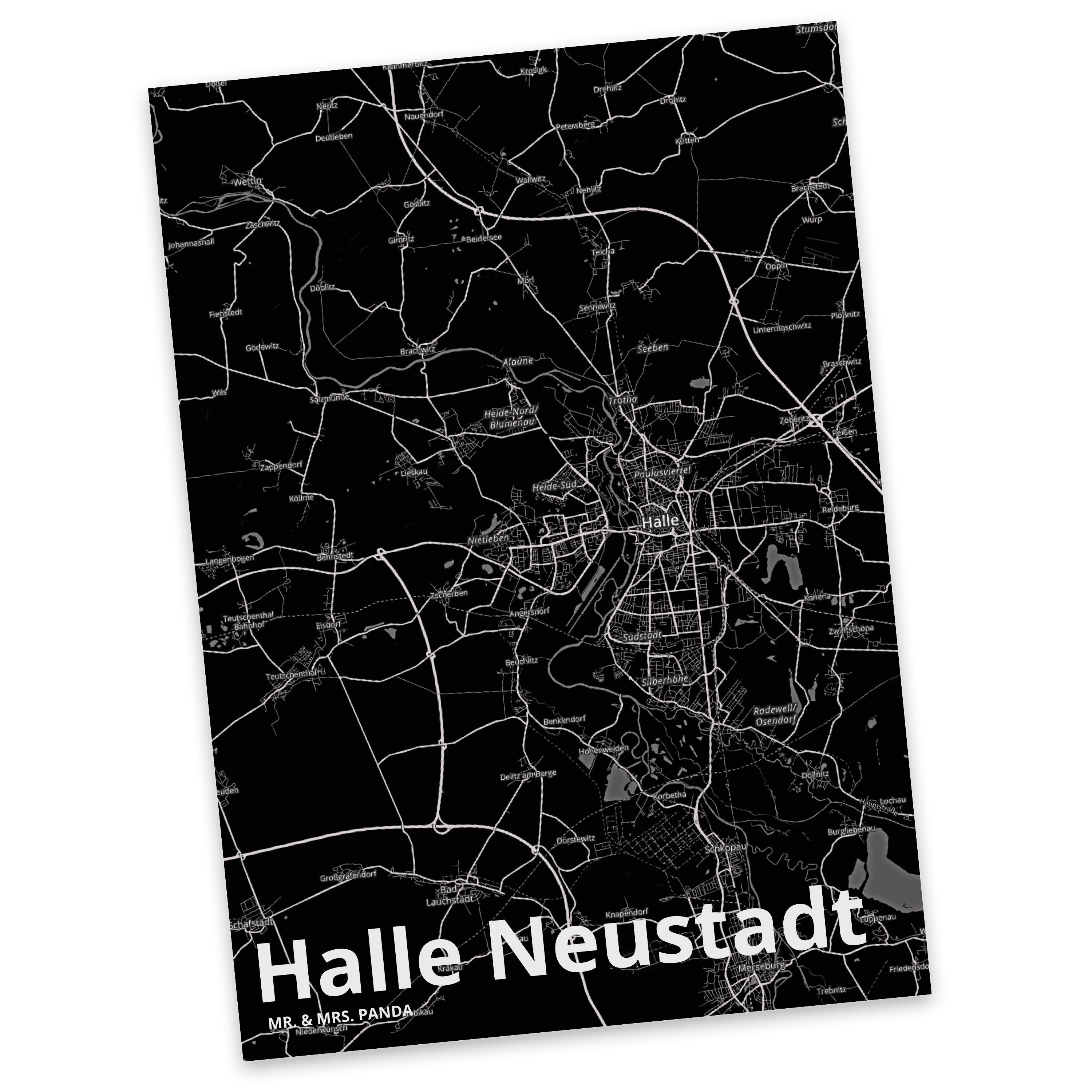 Mr. & Mrs. Panda Postkarte »Halle Neustadt Geschenk, Ort, Städte