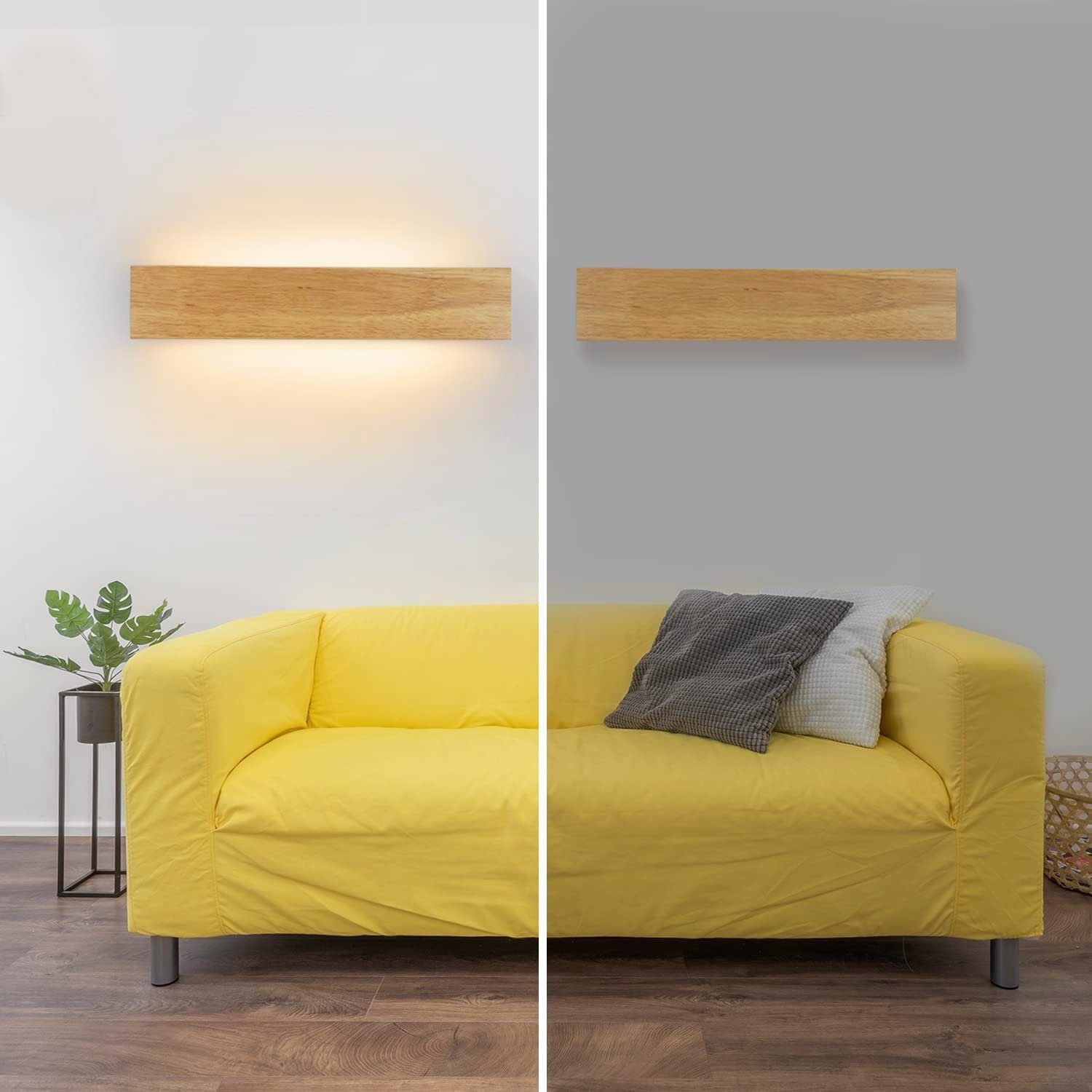 Nettlife LED Wandleuchte Holz 3000K warm weiße Wandbeleuchtung, Drehbar 330 °, LED fest integriert, Warmweiß, Wohnzimmer Schlafzimmer Flur Treppenhaus