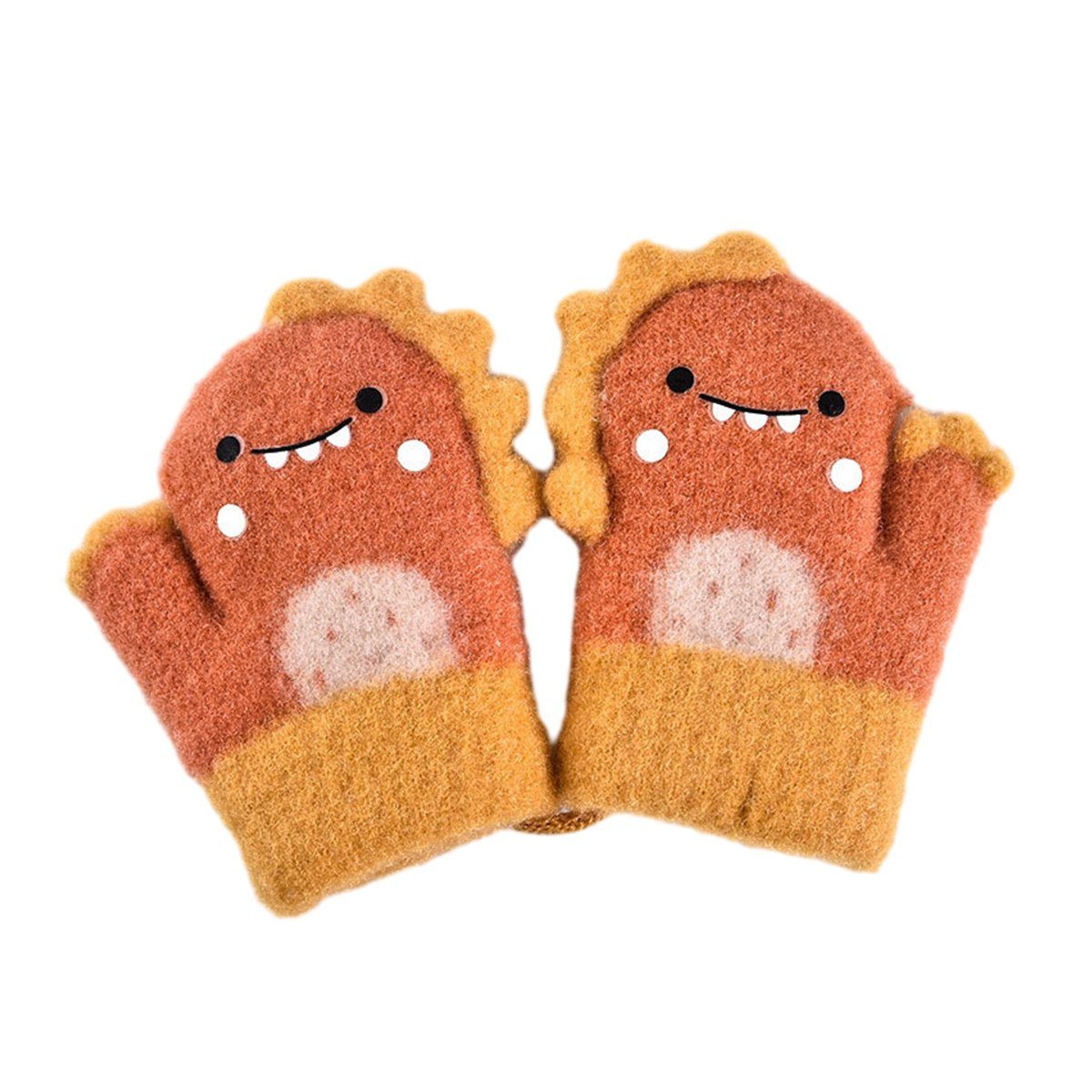 ZmdecQna Strickhandschuhe Herbst und Winter Baby Warme Handschuhe,1-3 Jahre alt Orange