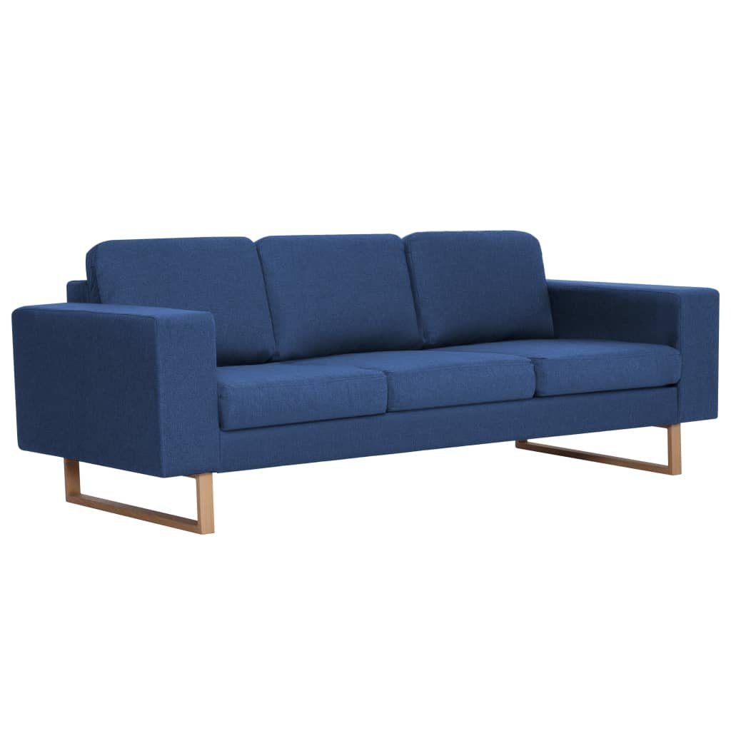 vidaXL Sofa Couch Stoff Blau 3-Sitzer-Sofa