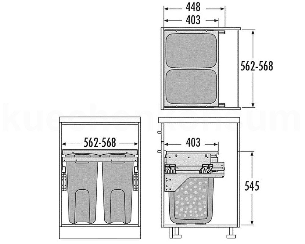 Slide SC Wäschekorb LC Hailo Einbau Liter, Unterschrank 66 Laundry in Carrier Auszug-Wäschesammler