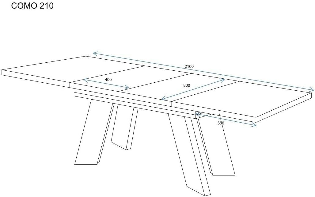 Endo-Moebel Esstisch Como Esstisch 130–210cm ausziehbar für 8 Personen, Tischbeine schwarz