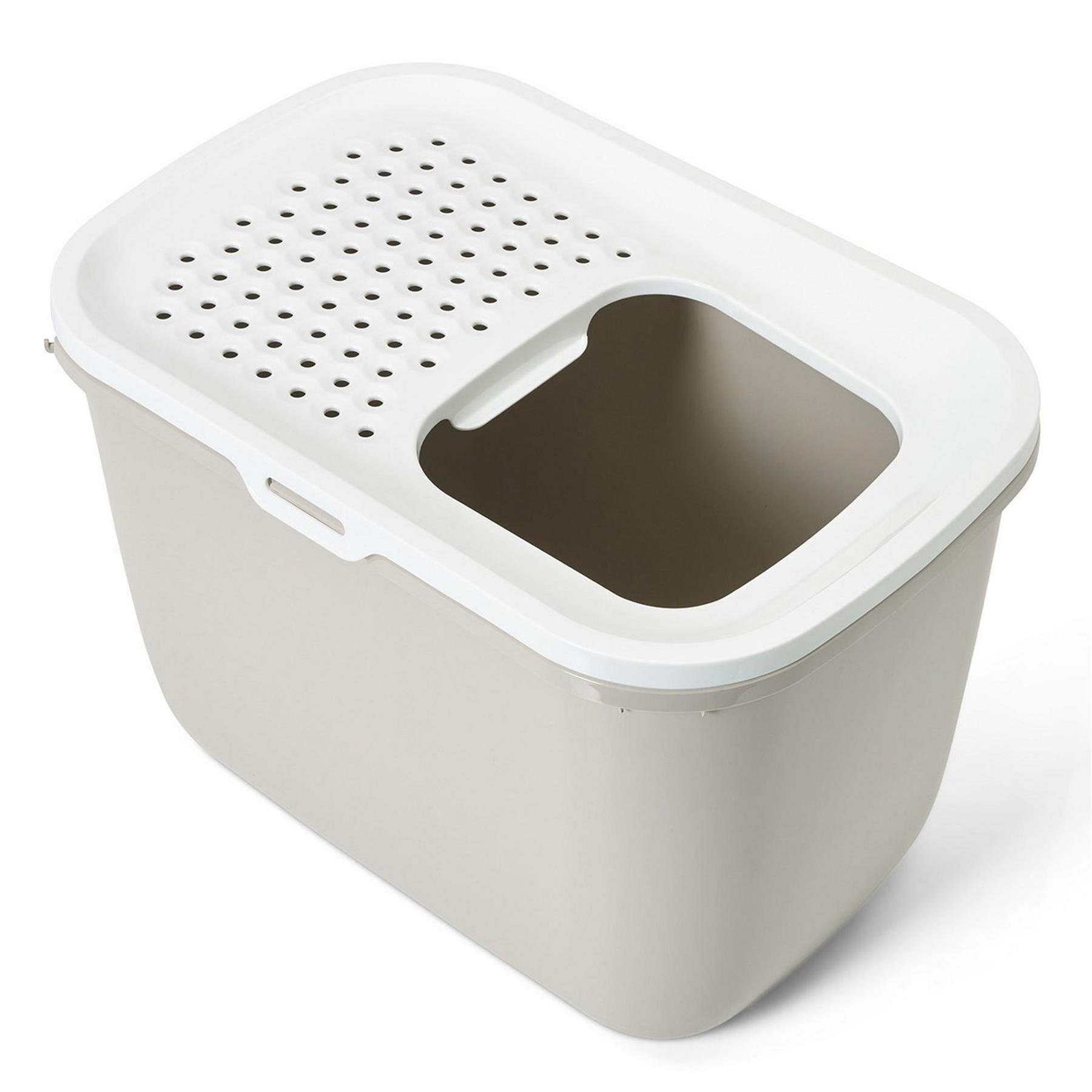 Katzentoilette Katzentoilette HOP IN mit Einstieg von oben beige-weiss