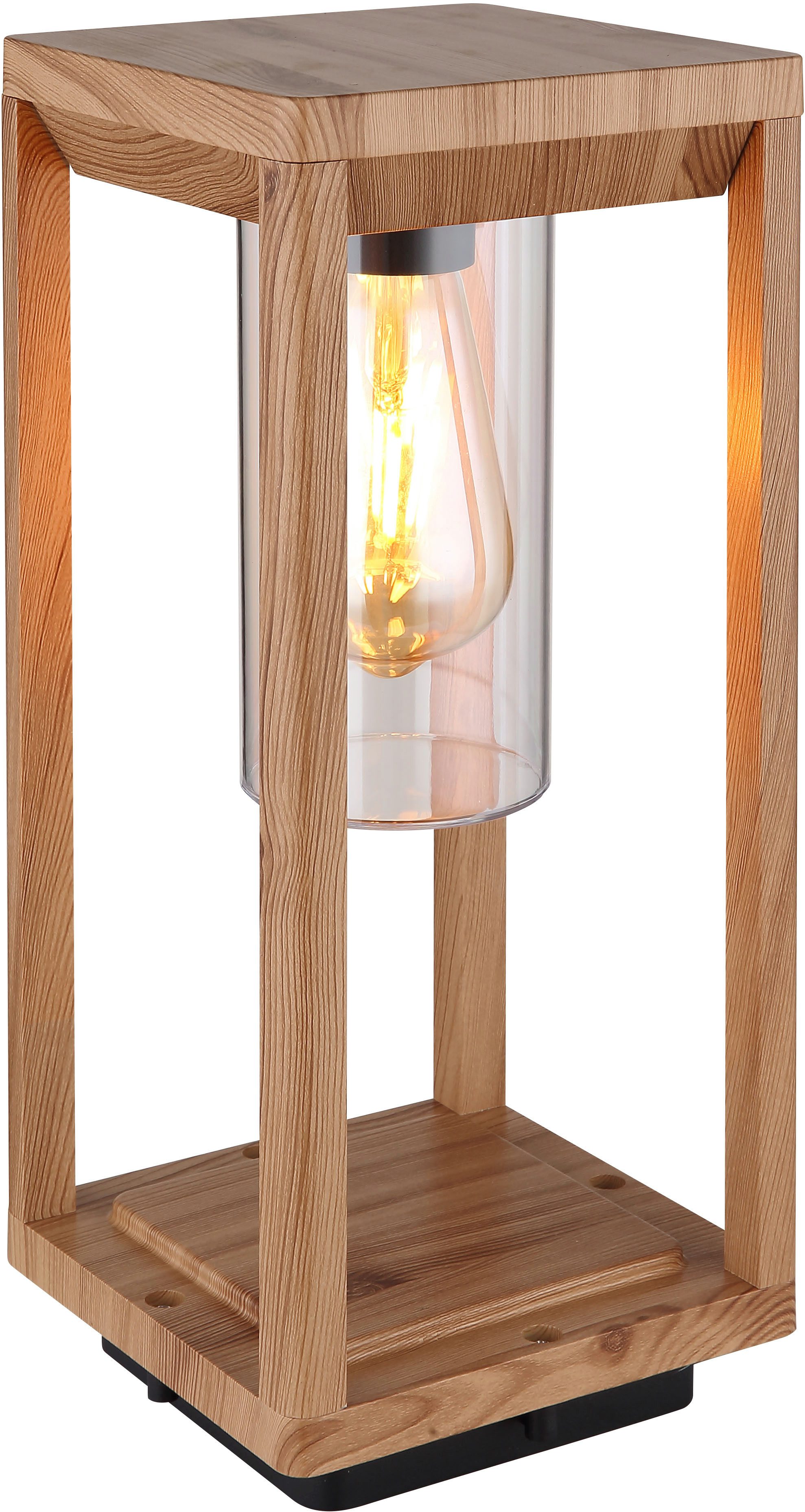 GLOBO LIGHTING Außen-Stehlampe CANDELA, ohne Leuchtmittel, Außenlampe/holzoptik/Sockelleuchte/IP44/LxBxH: 150x150x350mm