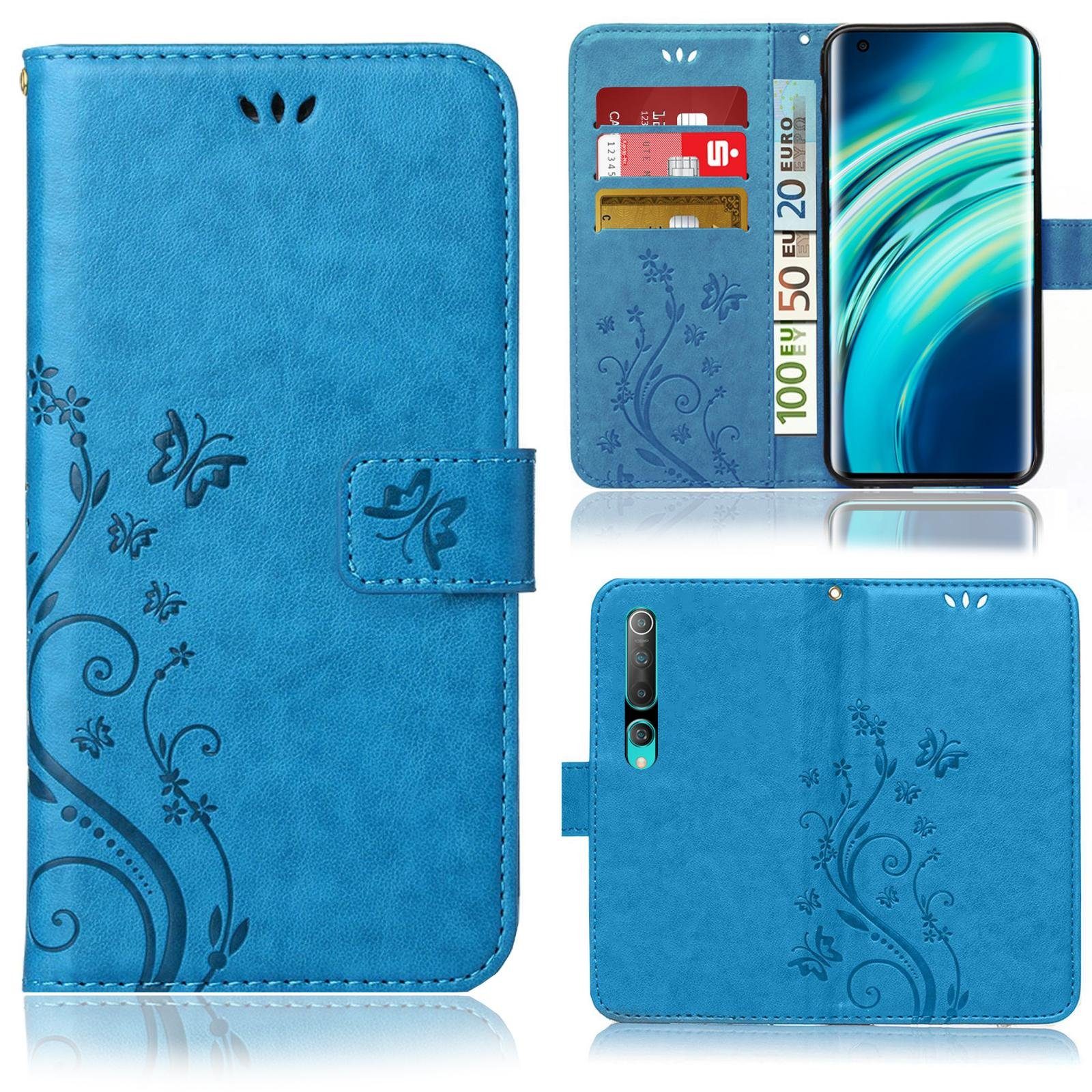 Numerva Handyhülle Bookstyle Flower für Xiaomi Mi 10 / Mi 10 Pro, Handy Tasche Schutzhülle Klapphülle Flip Cover mit Blumenmuster