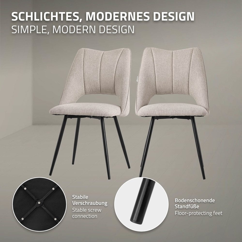 ML-DESIGN Stuhl Esszimmerstühle mit Rückenlehne moderne Design Lounge Küchenstühle (4 St), Polsterstuhl Esstischstühle 4er Set Clubsessel Polyester bis 120kg – Bild 3 von 5